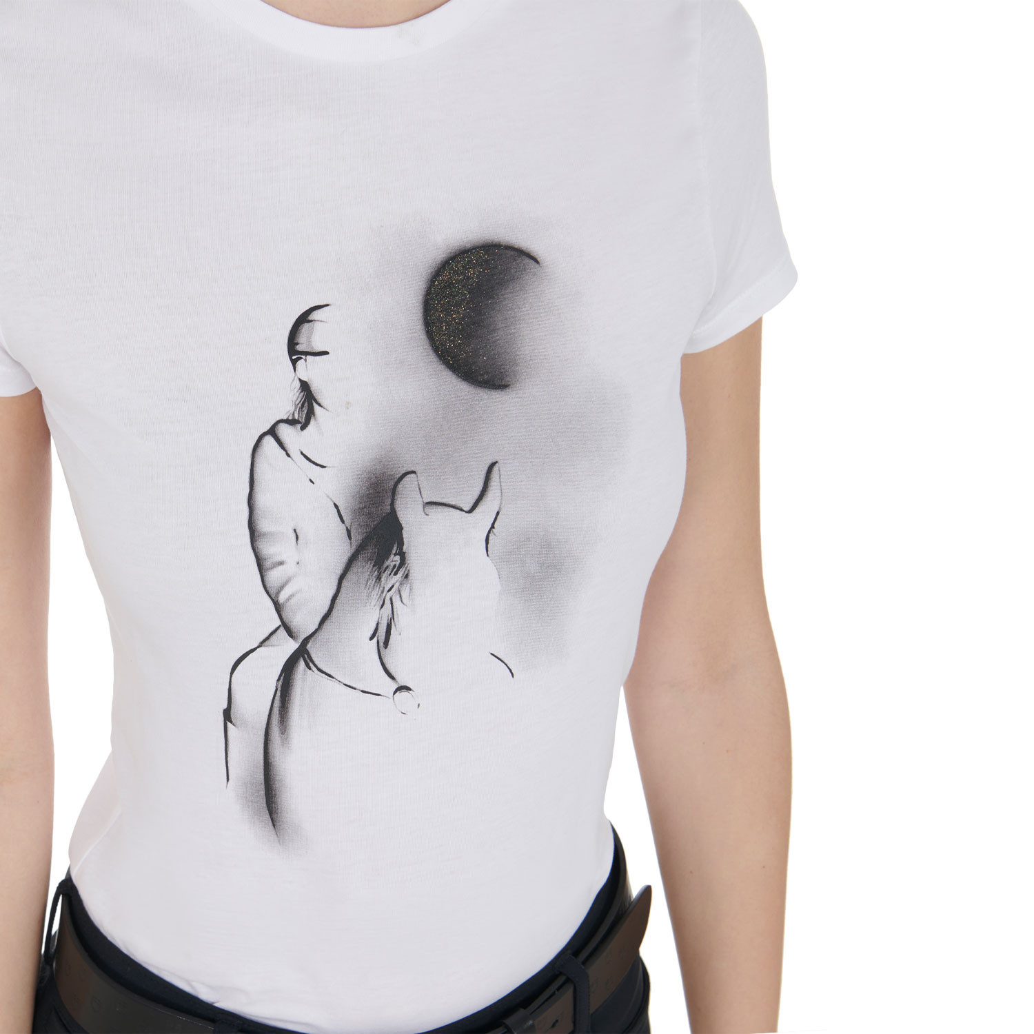 Tailliertes T-Shirt mit Moonlight-Print