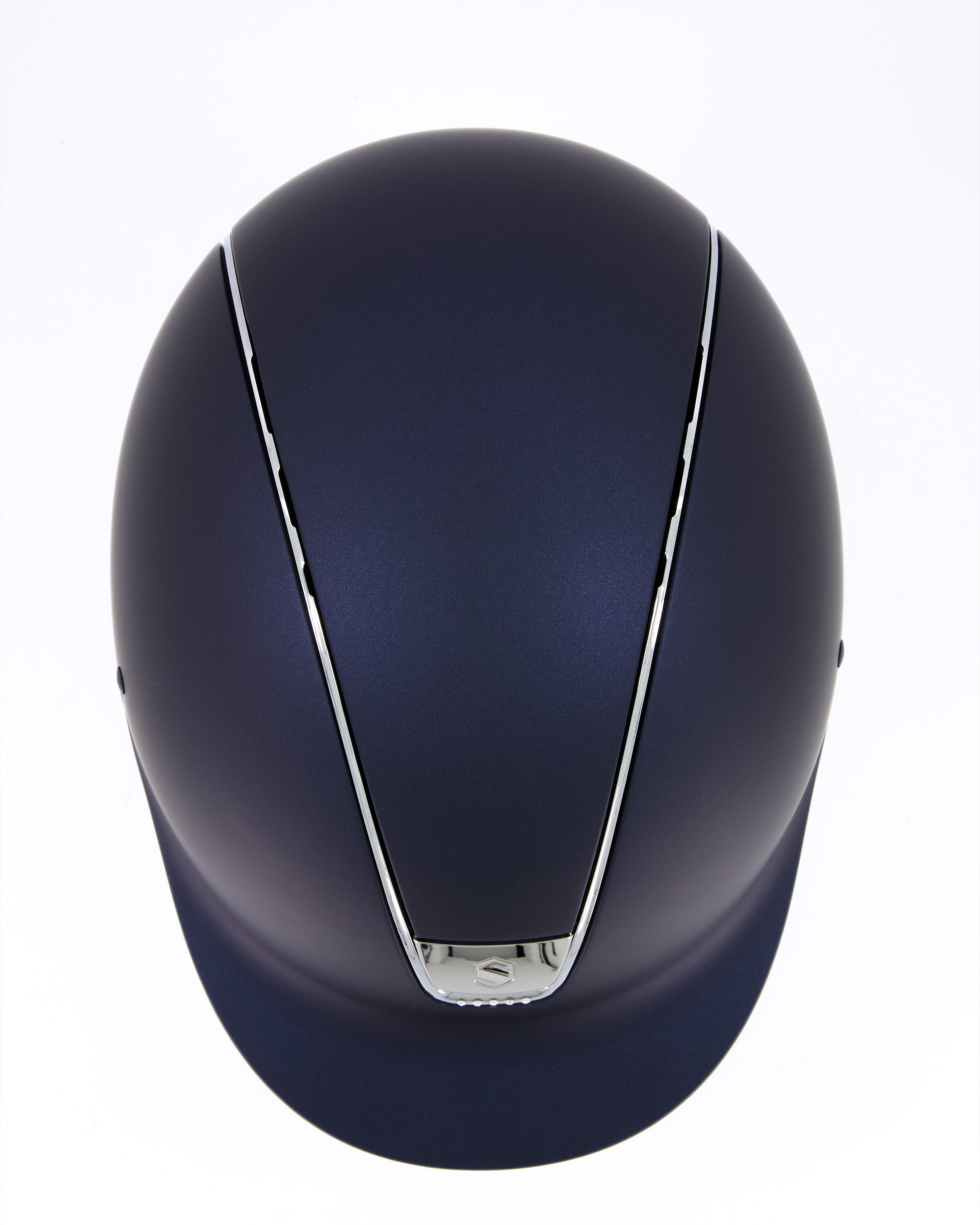 Riding helmet Shadowmatt Chrome Silver with 5 Swarovski in blue