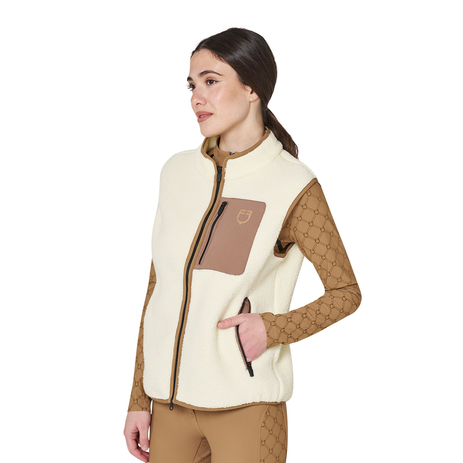 Teddy-Fleeceweste für Damen mit Fronttasche
