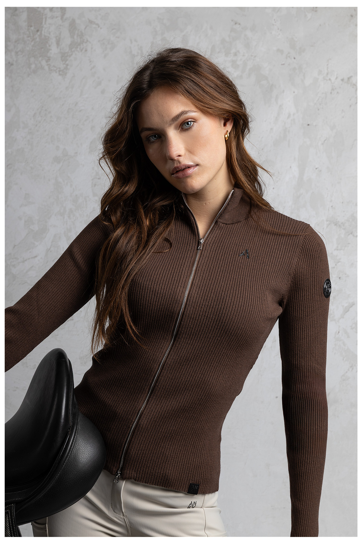 Slim-Fit-Strickjacke mit Reißverschluss ATC262304