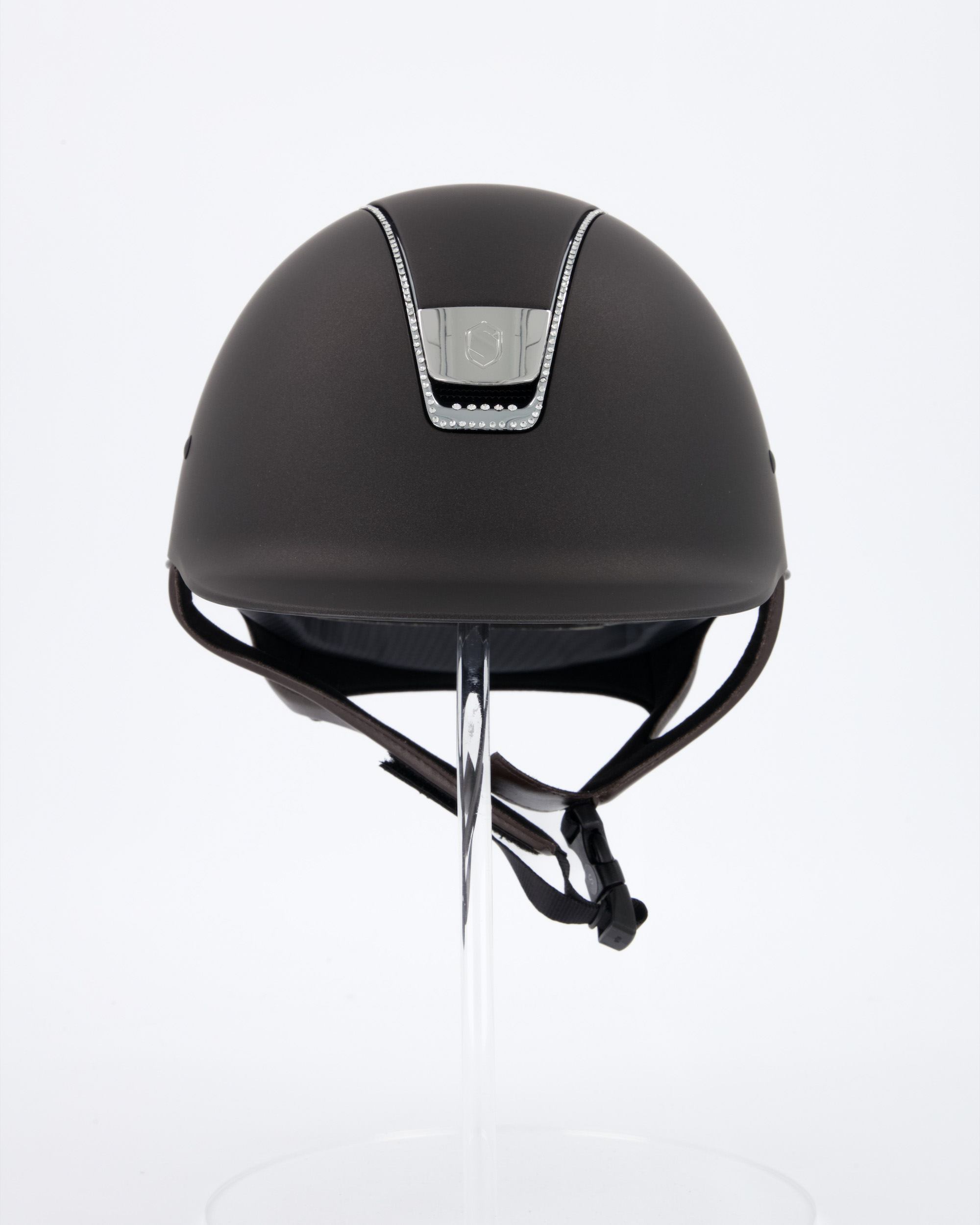 Riding helmet Shadowmatt Chrome with 255 Swarovski in brown