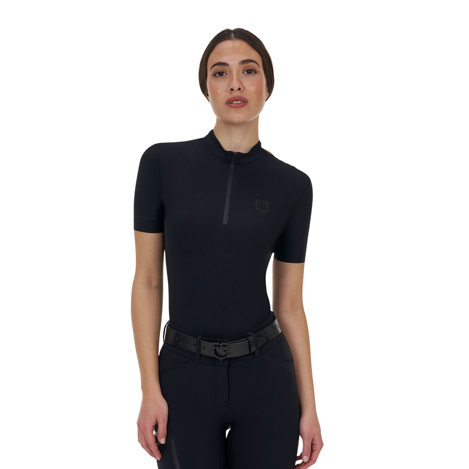 Damen-Trainingspoloshirt mit kurzen Ärmeln und Reißverschluss
