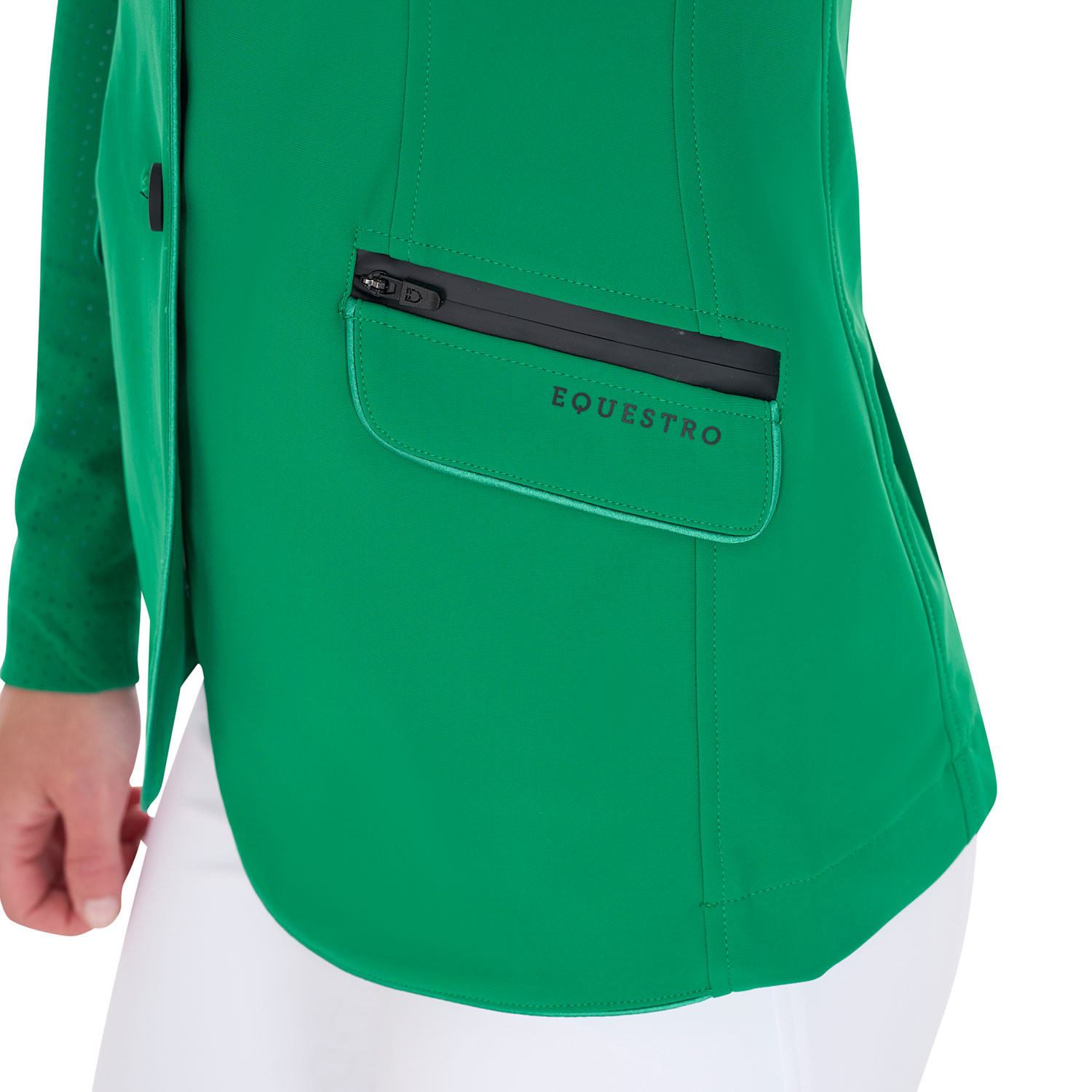 Damen-Turnierjacke mit drei Knöpfen aus perforiertem Stoff
