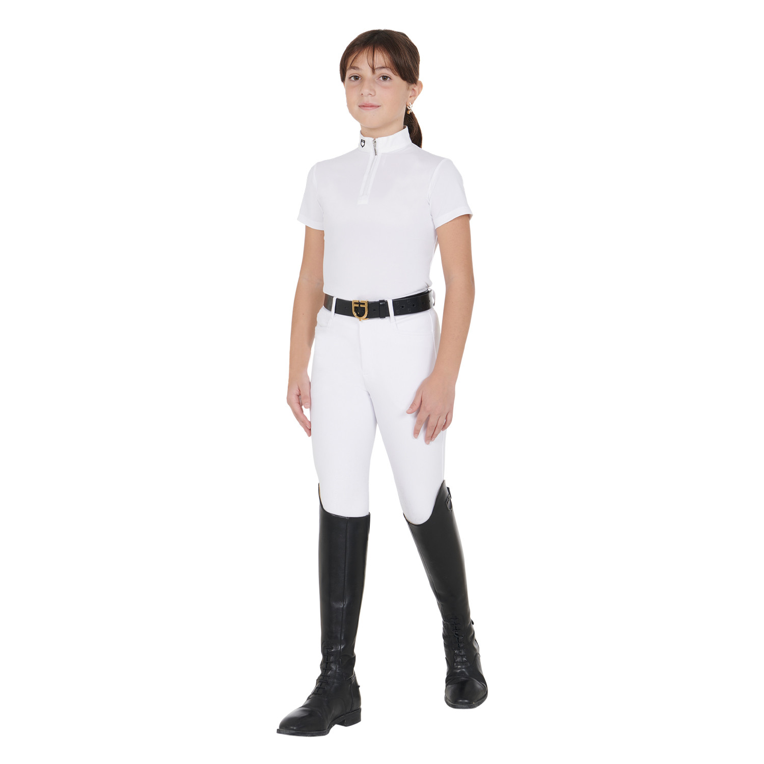 Mädchen-Turnierpolo Slim Fit mit Reißverschluss