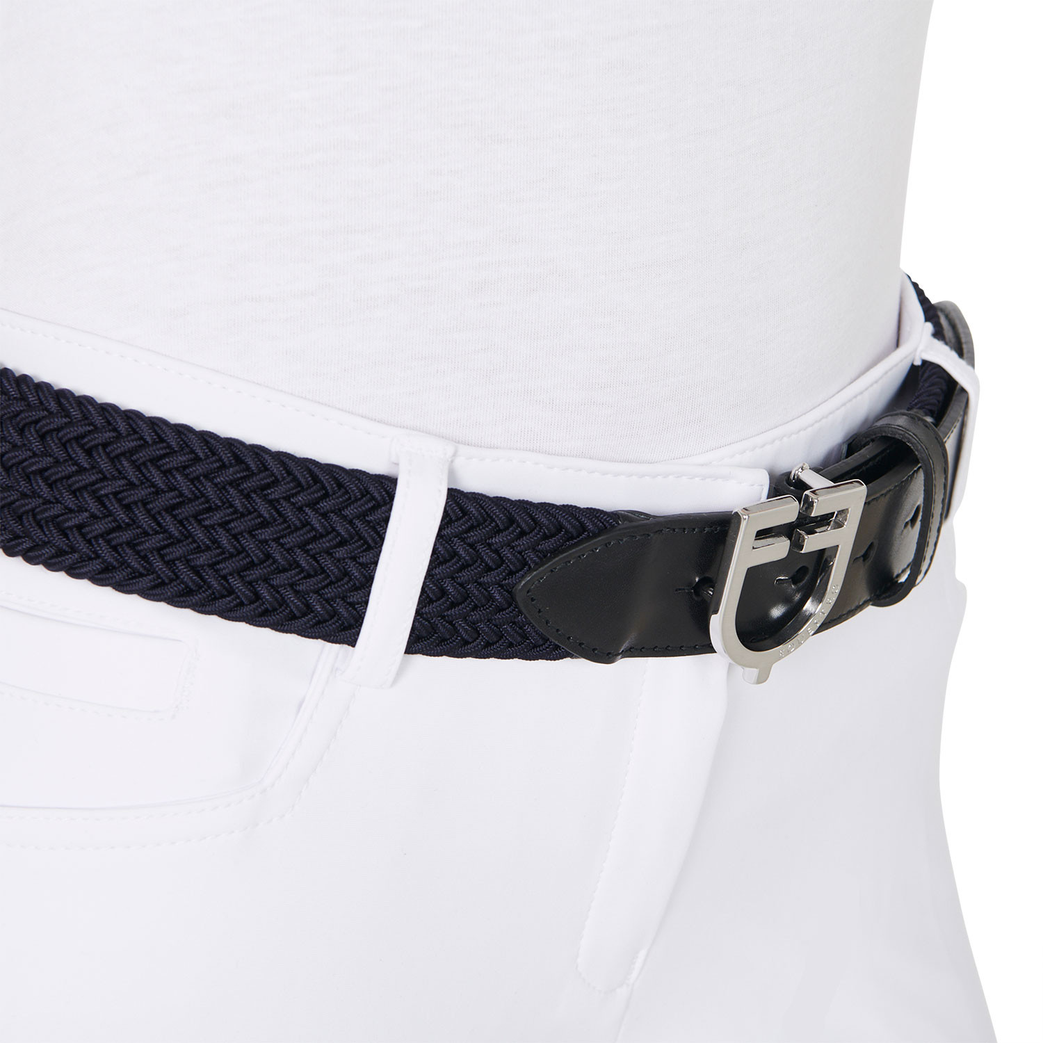 Elastischer Ledergürtel mit Logo-Schnalle