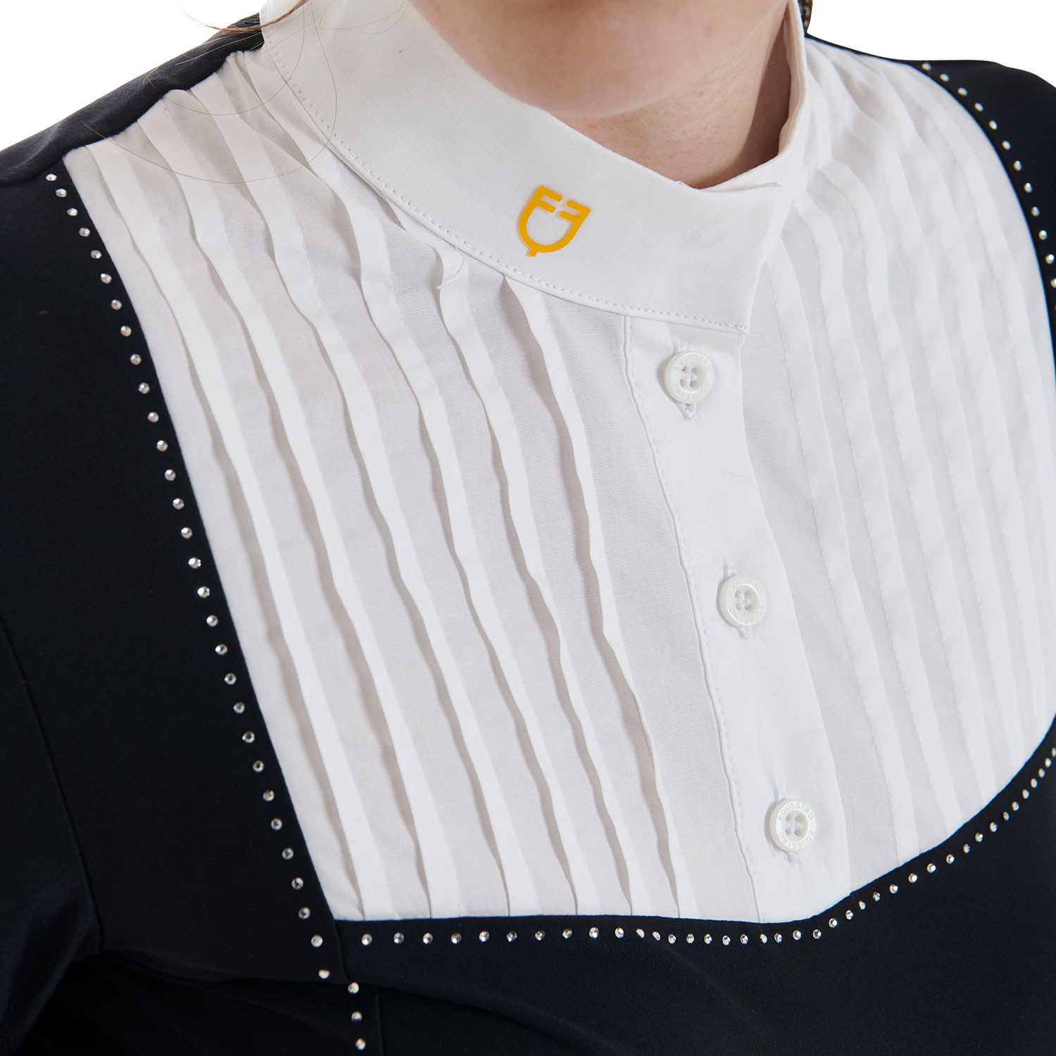 Tailliertes Damen-Turnierpoloshirt mit Strasssteinen