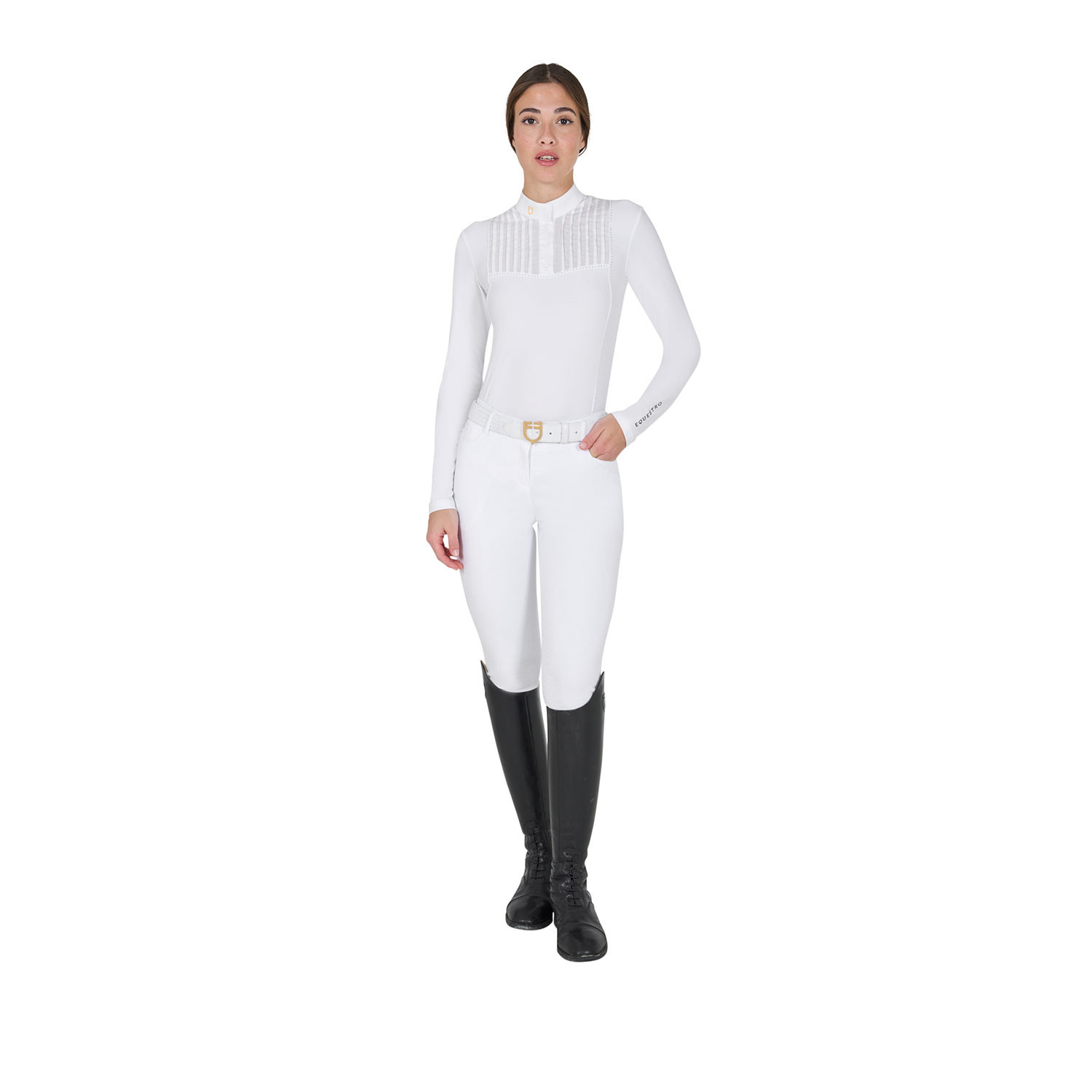 Tailliertes Damen-Turnierpoloshirt mit Strasssteinen