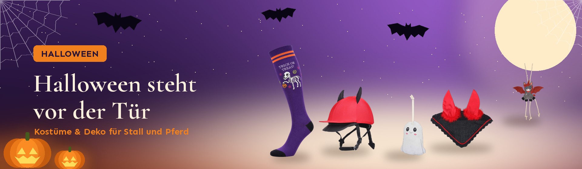 Halloween bei Lepona: Socken Witch, Helmüberzug, Stable Buddy Boo und Fliegenohren