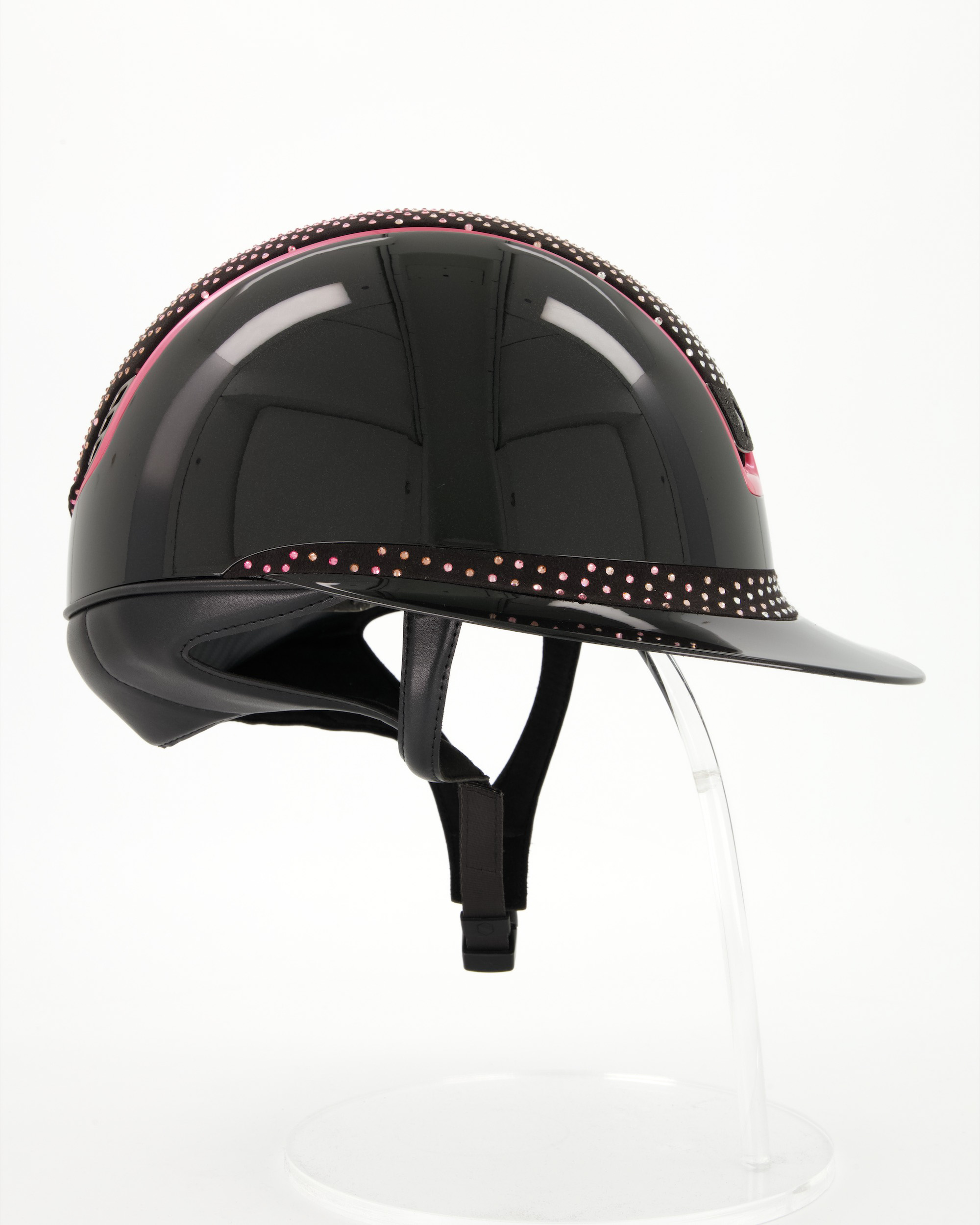 Reithelm Miss Shield 2.0 Shadowglossy black, Top u. Frontalband Sparkling progressive pink, Trim Metallic BabyPink, Blason Crystal Fabric black