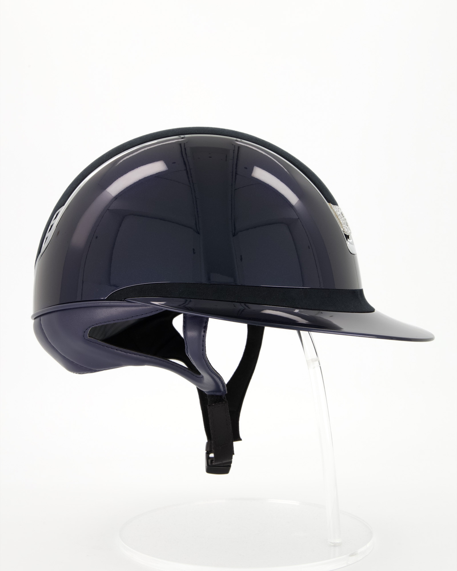 Reithelm Miss Shield 2.0 Shadowglossy, Top Alcantara Blue, Frontal Band Alcantara Blue, Trim Chrome Silver, Blason Crystal Fabric Silver in Blau