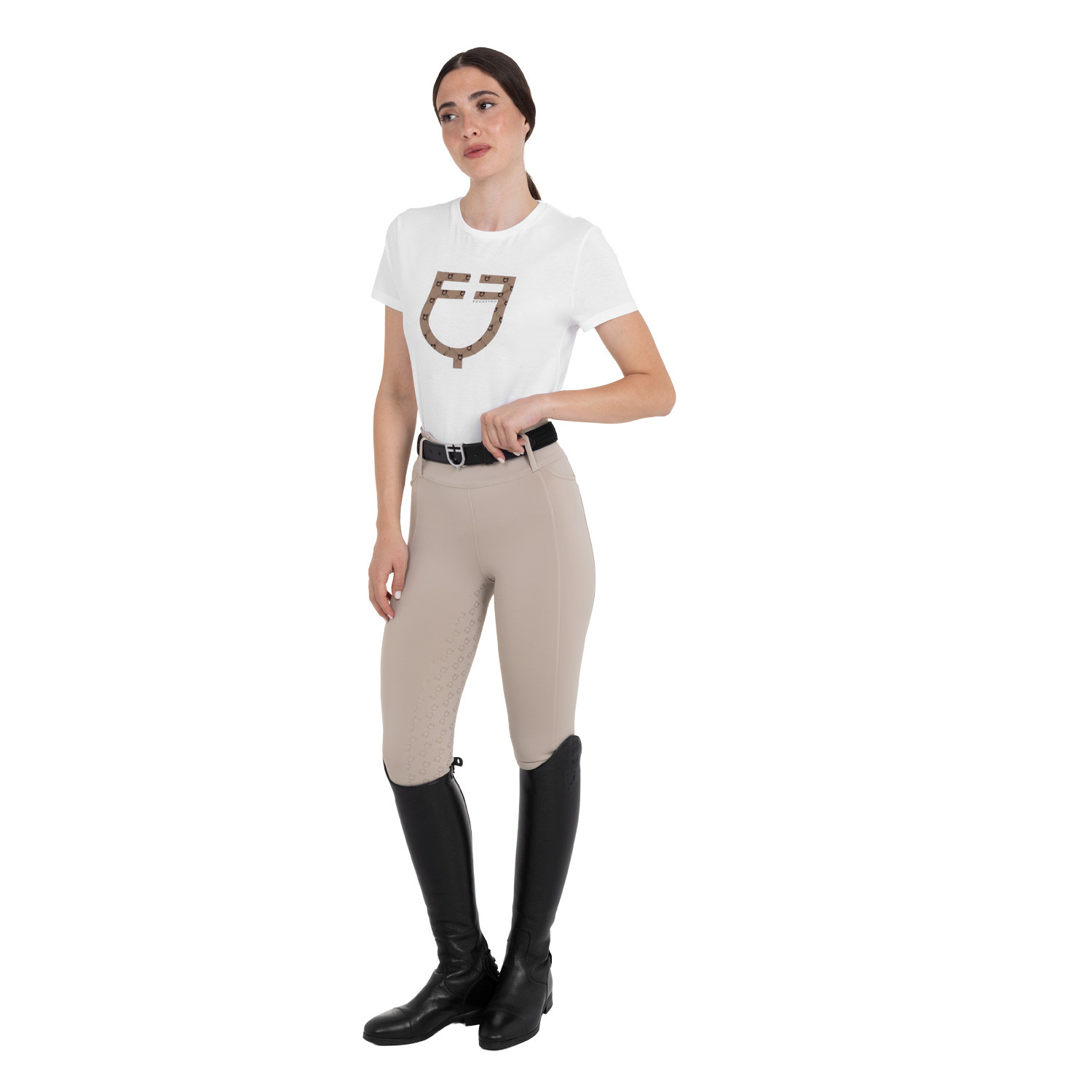 Damen-Leggings mit hohem Bund und Gürtelschlaufen