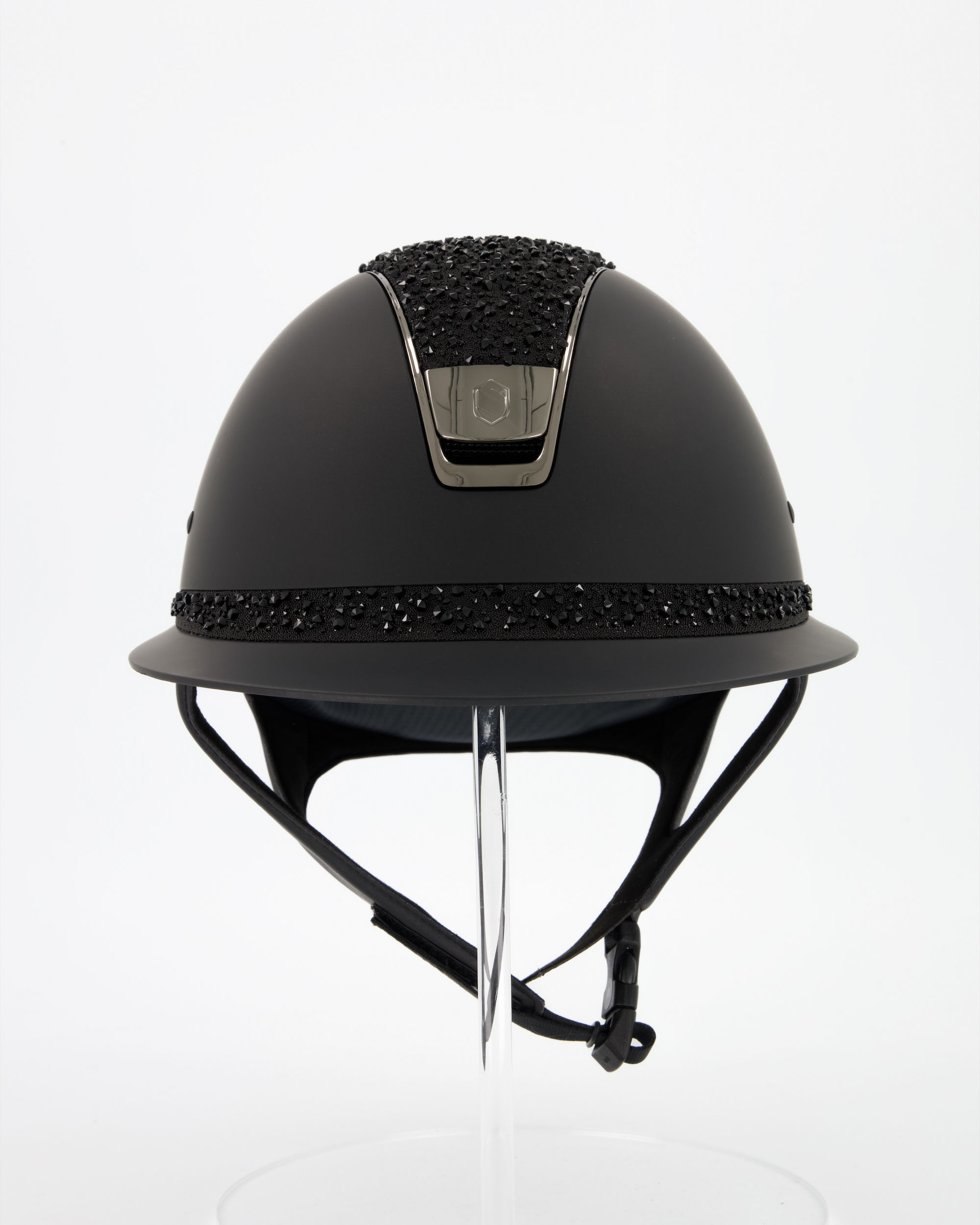 Reithelm Miss Shield Shadowmatt, Top Crystal Medley Swarovski Black, Frontal Band Crystal Medley Swarovski Black, Trim Chrome Black, Blason Chrome Black in schwarz