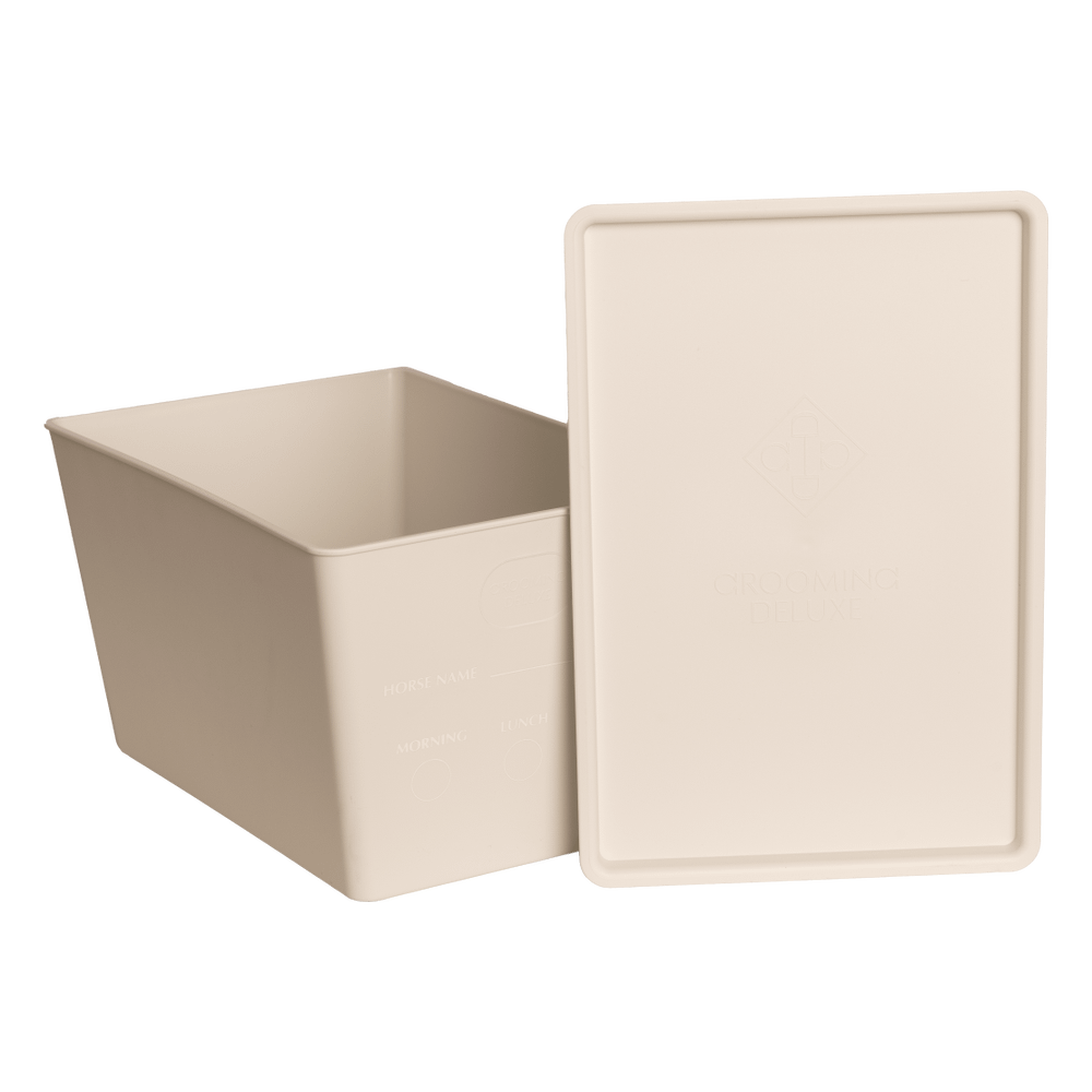 Feed box for horses with lid
