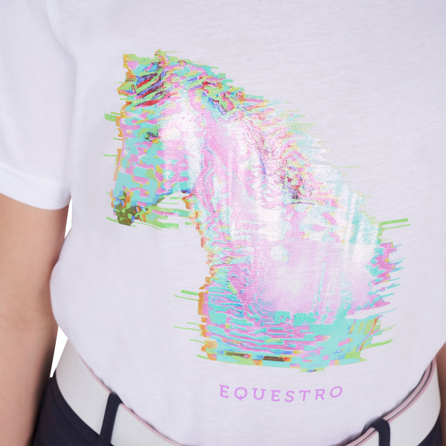 Schmal geschnittenes T-Shirt für Mädchen mit Pferdeprint