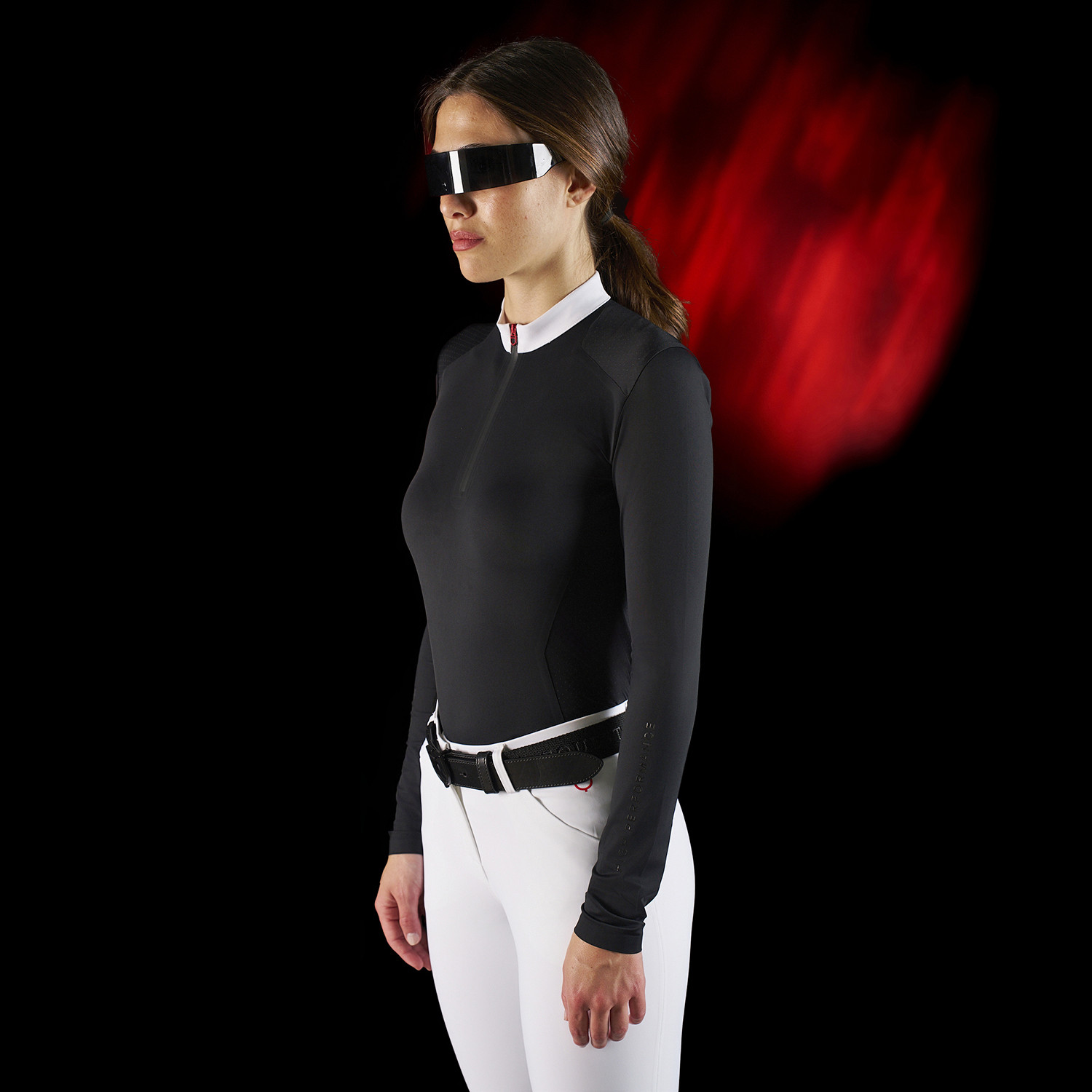 Ridertechnology Turnier-Polo-Shirt Langarm mit Reißverschluss