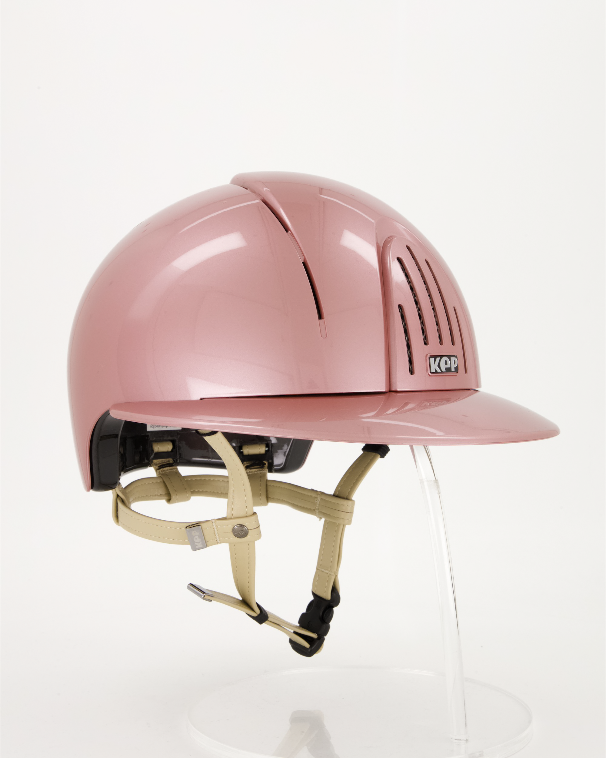 Reithelm Smart Nova Polish pink Polo mit beigem Kinnriemen