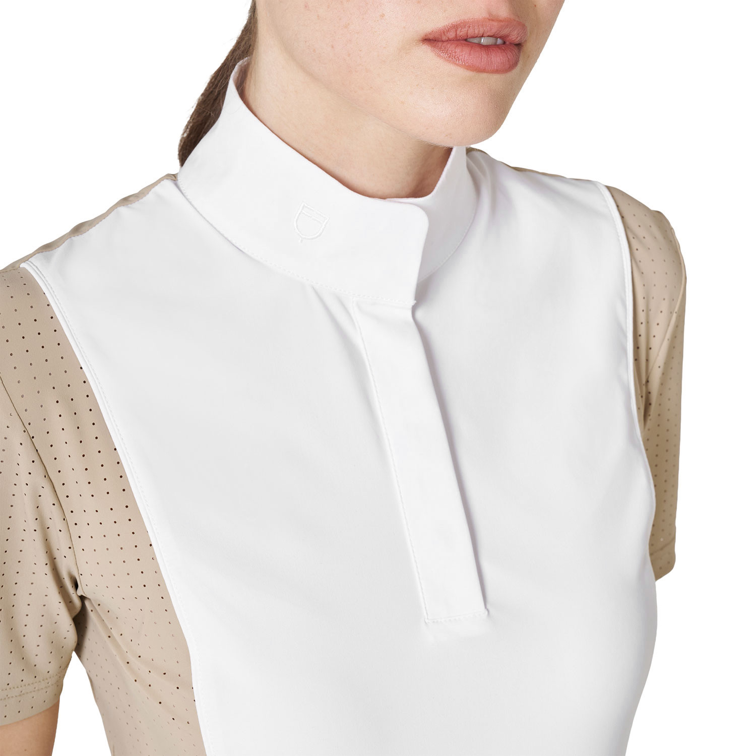 Women's short-sleeved competition polo with mesh inserts