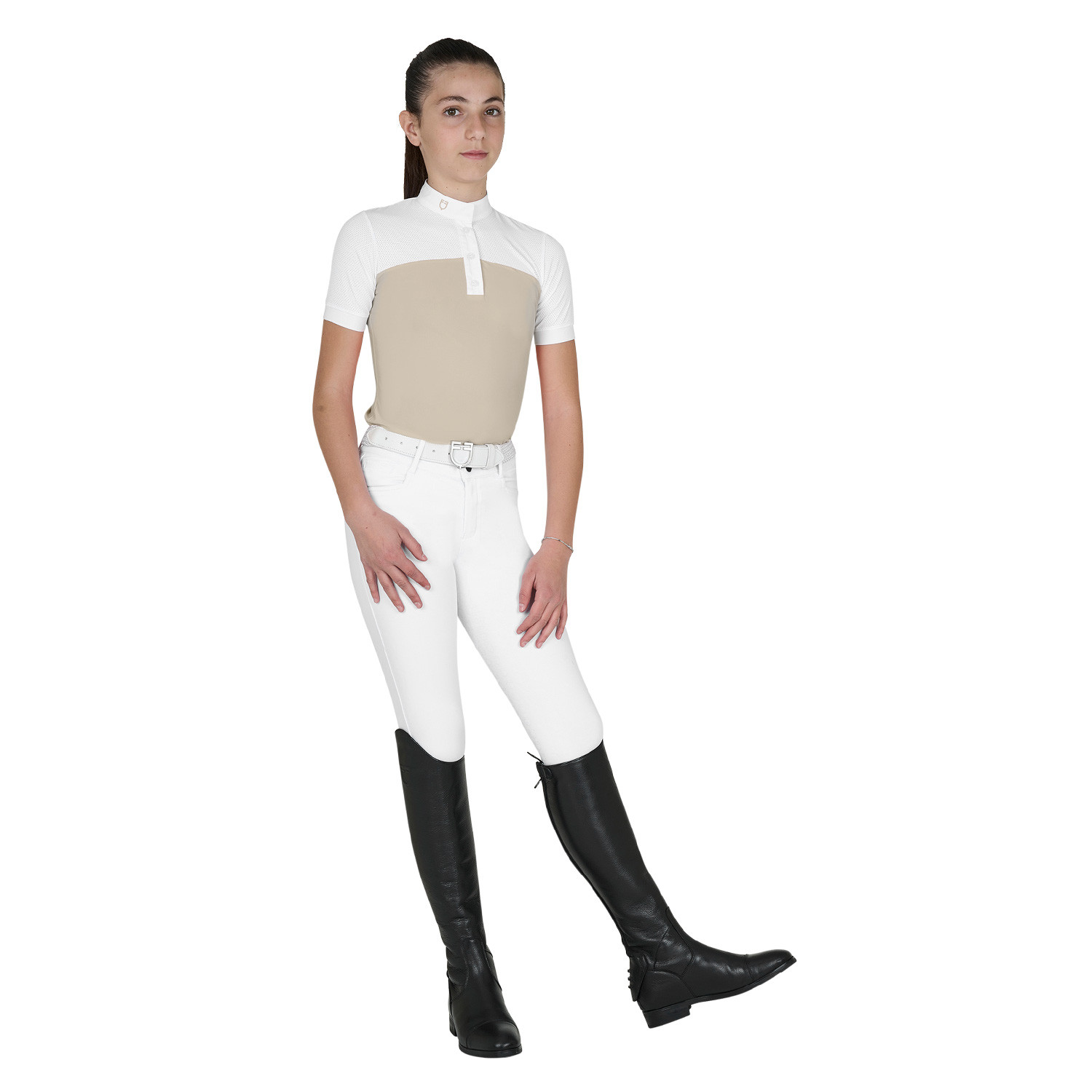 Mädchen-Turnierpolo Slim Fit mit perforiertem Stoff