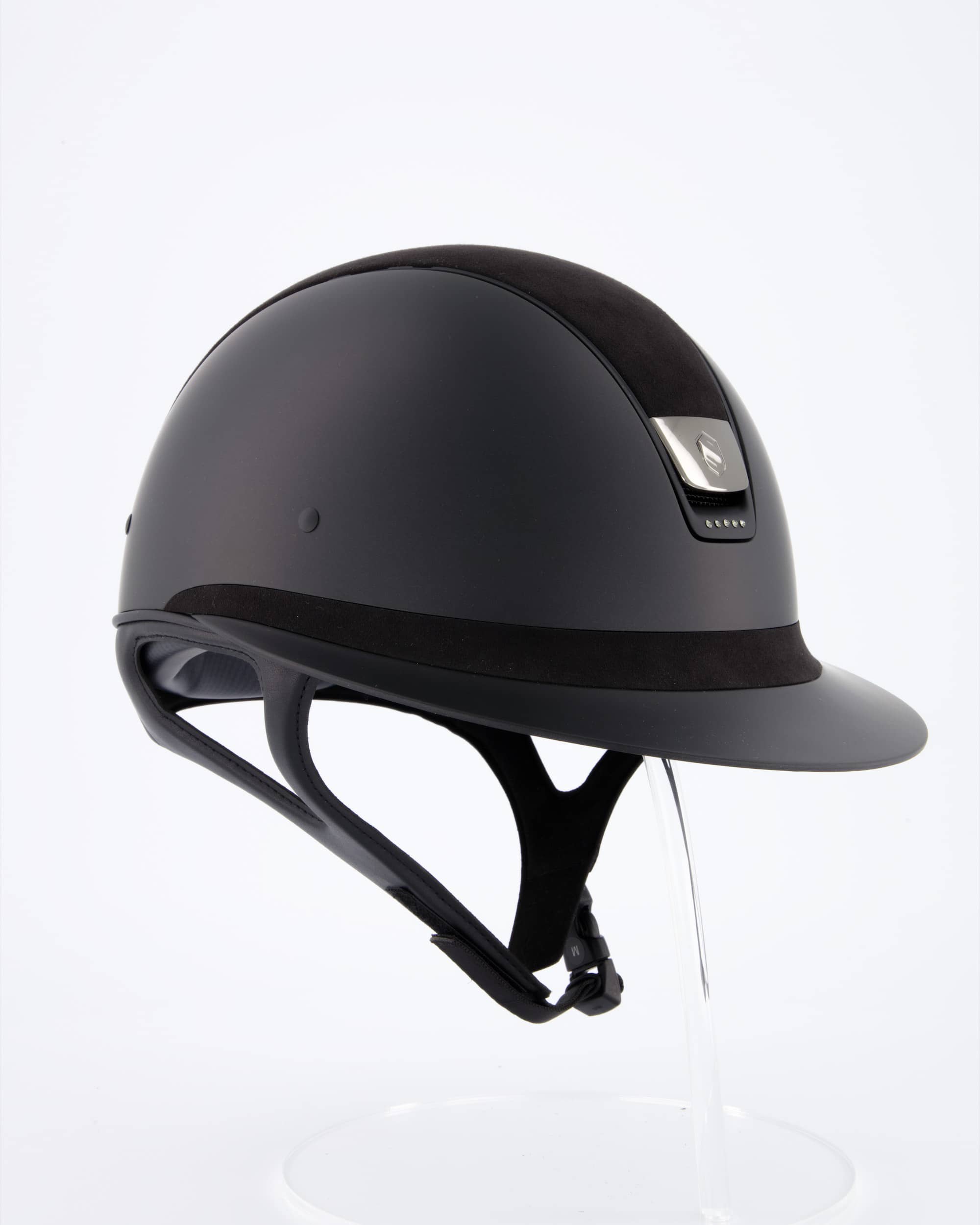 Reithelm Miss Shield Shadowmatt Top u. Frontal Band Alcantara black, Trim Matt black, Blason Chrome Black, 5 Swarovski Steine in schwarz