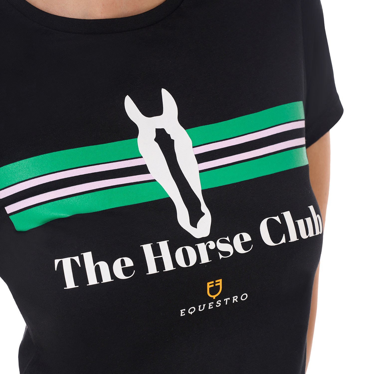 Damen-Baumwoll-T-Shirt Stripe Horse Club