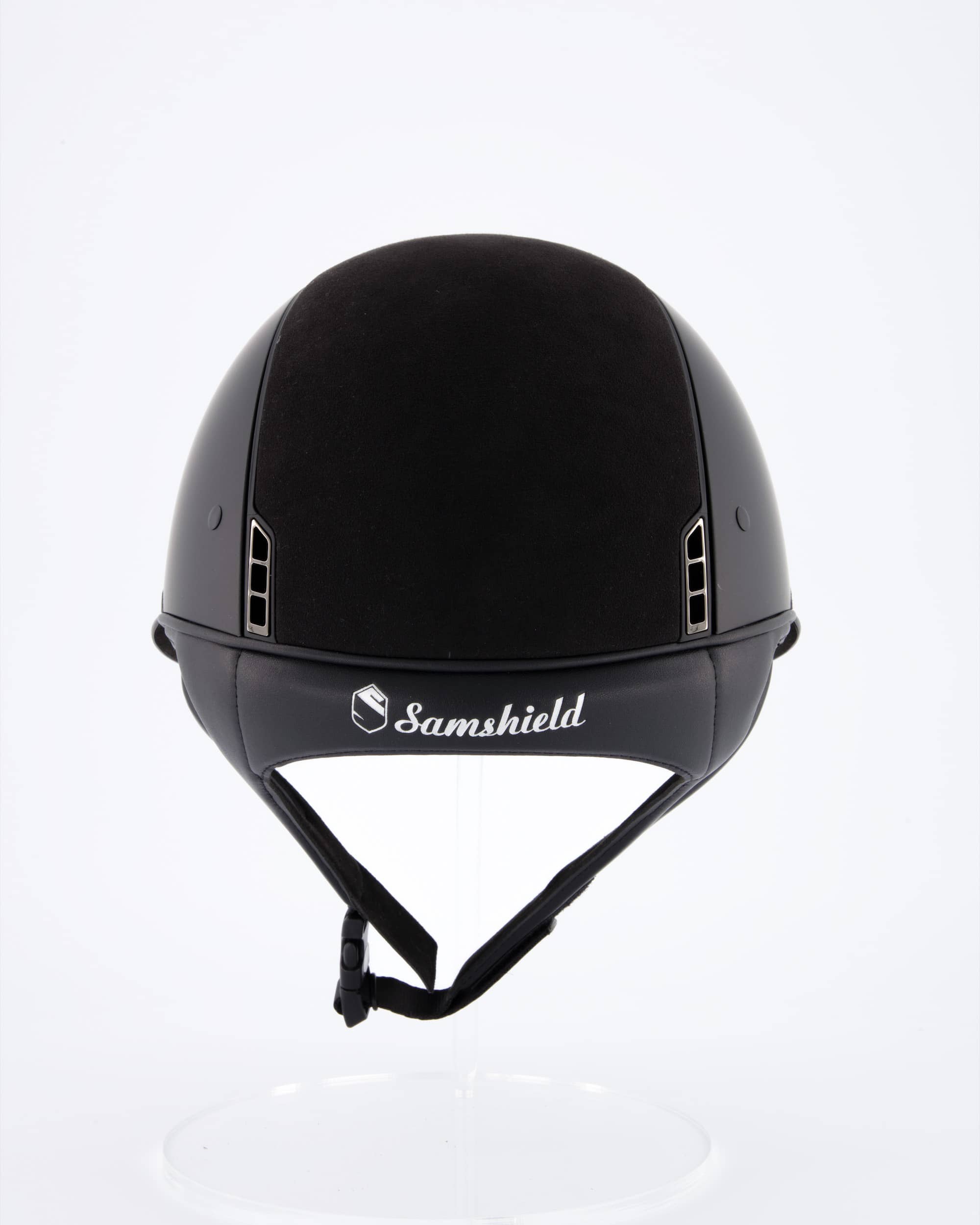 Reithelm Miss Shield Shadowmatt Top u. Frontal Band Alcantara black, Trim Matt black, Blason Chrome Black, 5 Swarovski Steine in schwarz