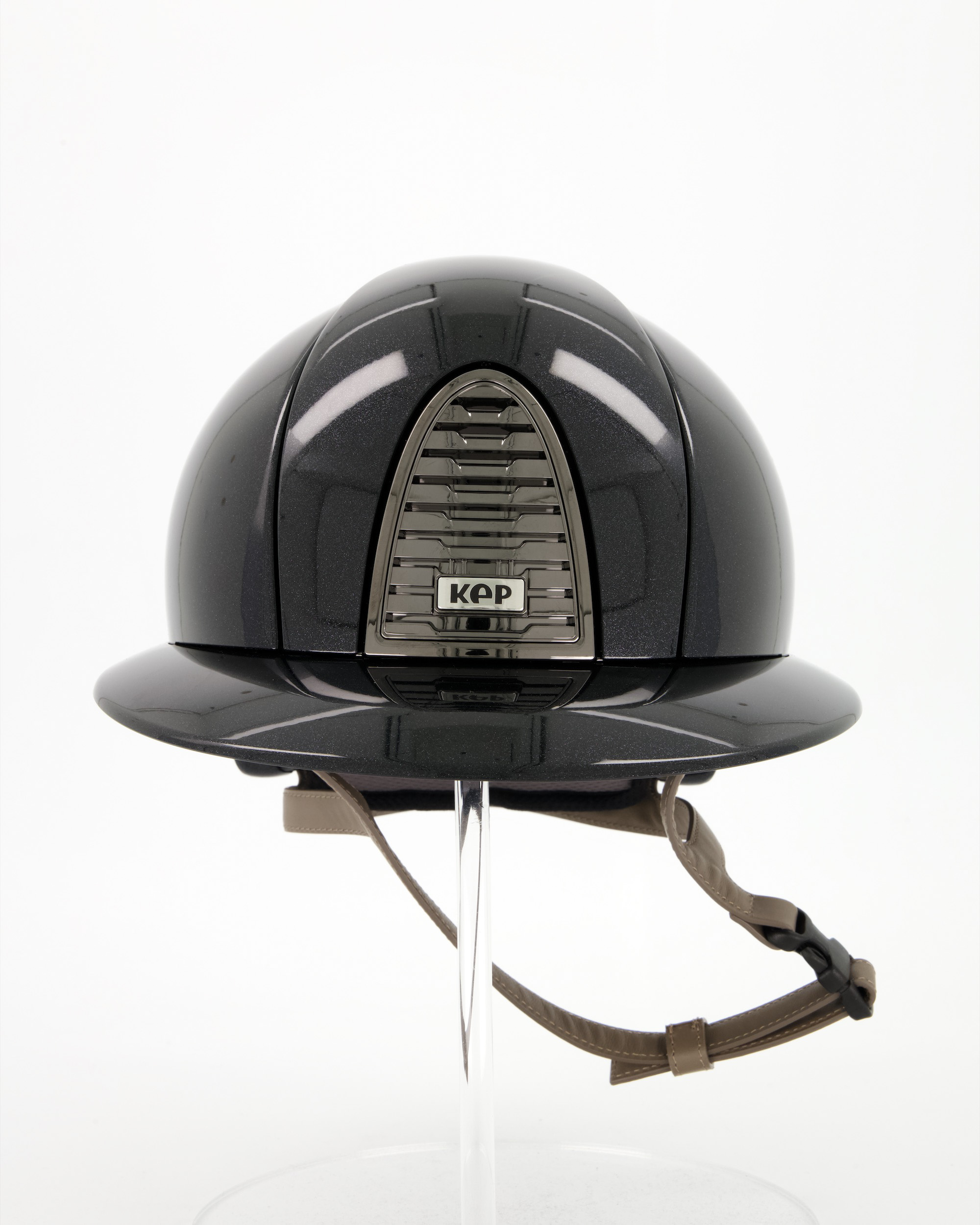 Reithelm Cromo 2.0 Diamond Polo mit taupe Kinnriemen in schwarz