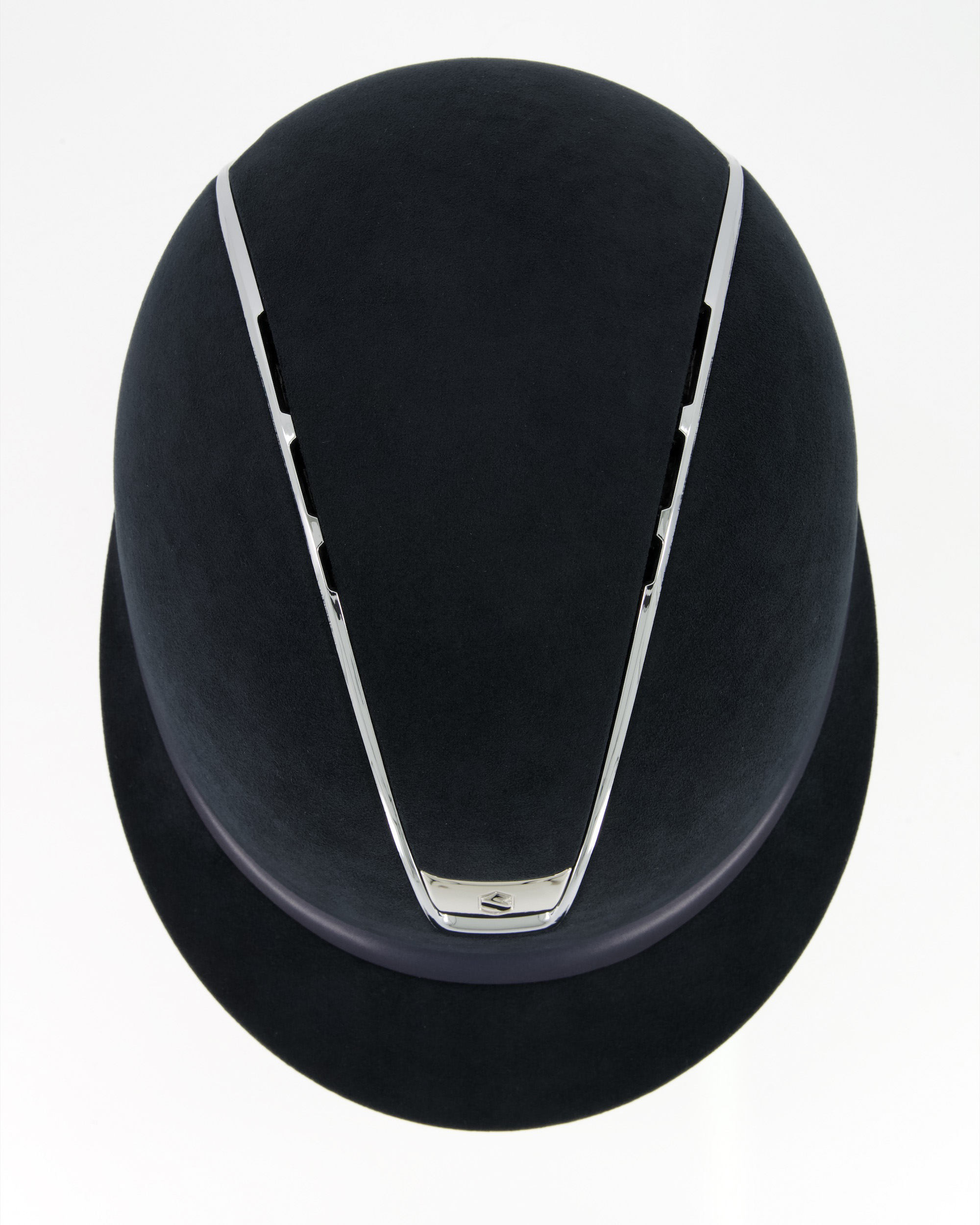 Reithelm Miss Shield 2.0 Premium, Top Alcantara Blue, Frontal Band Leather Blue, Trim u. Blason Chrome Silver in blau