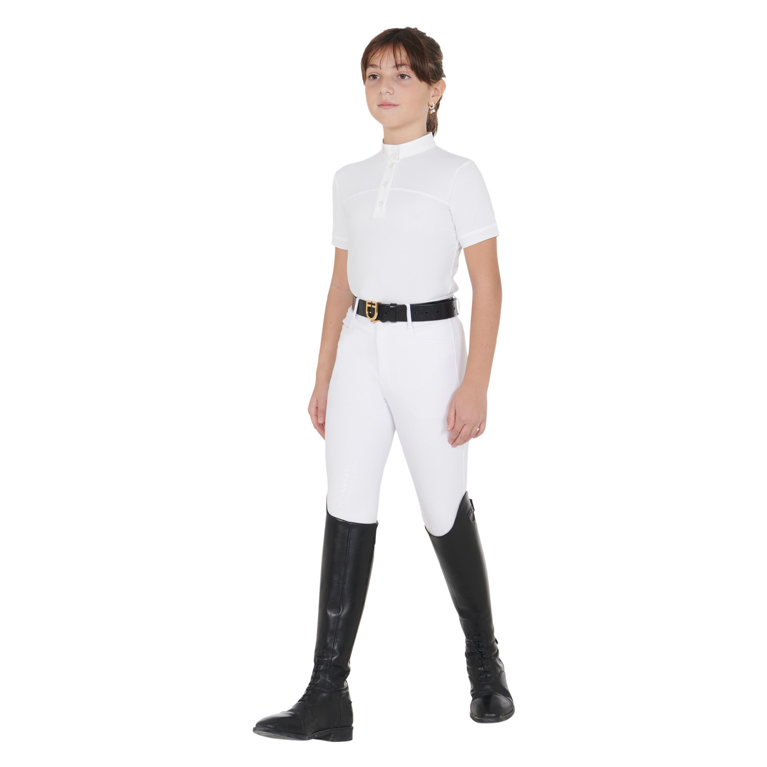 Mädchen-Turnierpolo Slim Fit mit perforiertem Stoff
