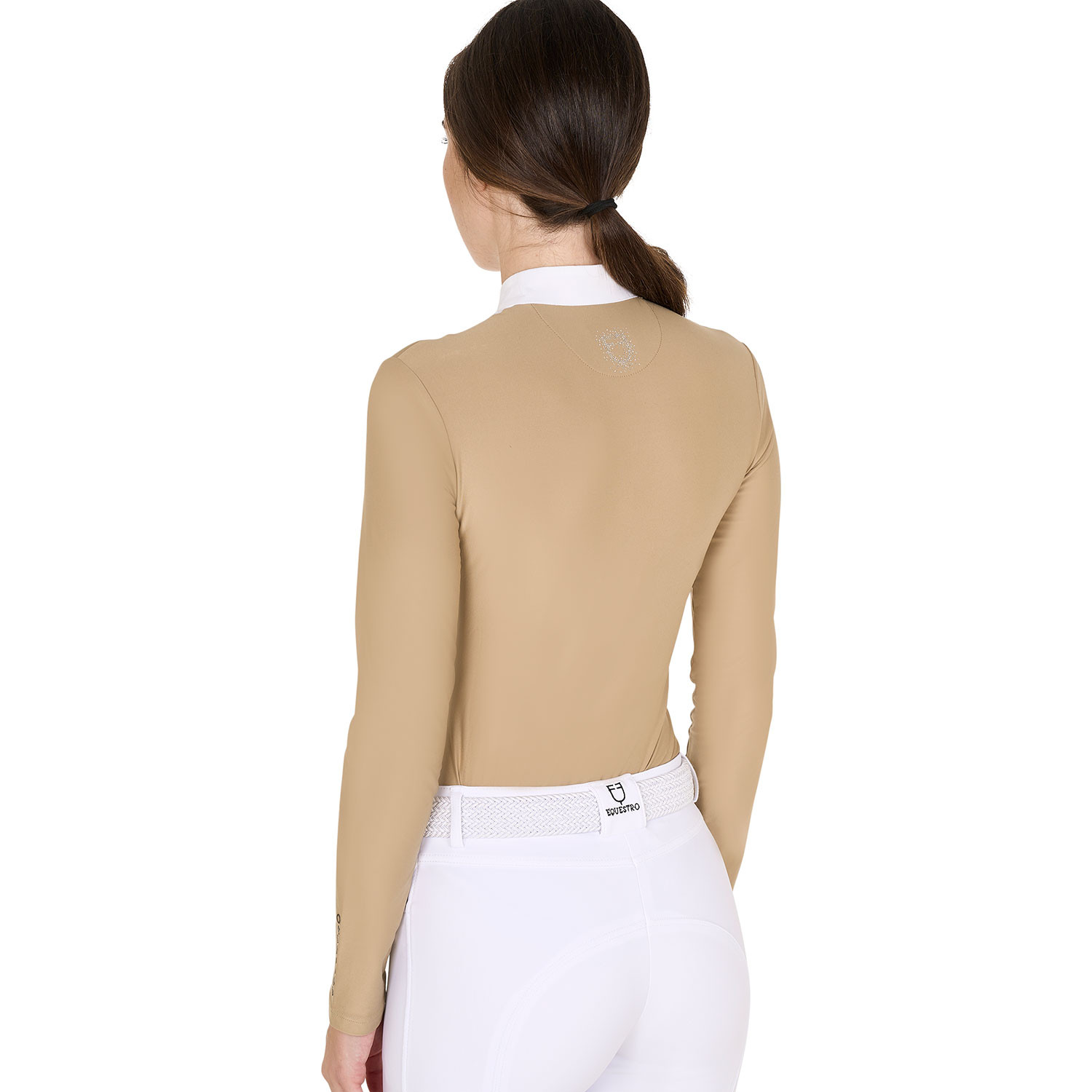 Tailliertes Damen-Turnierpoloshirt mit Strasssteinen