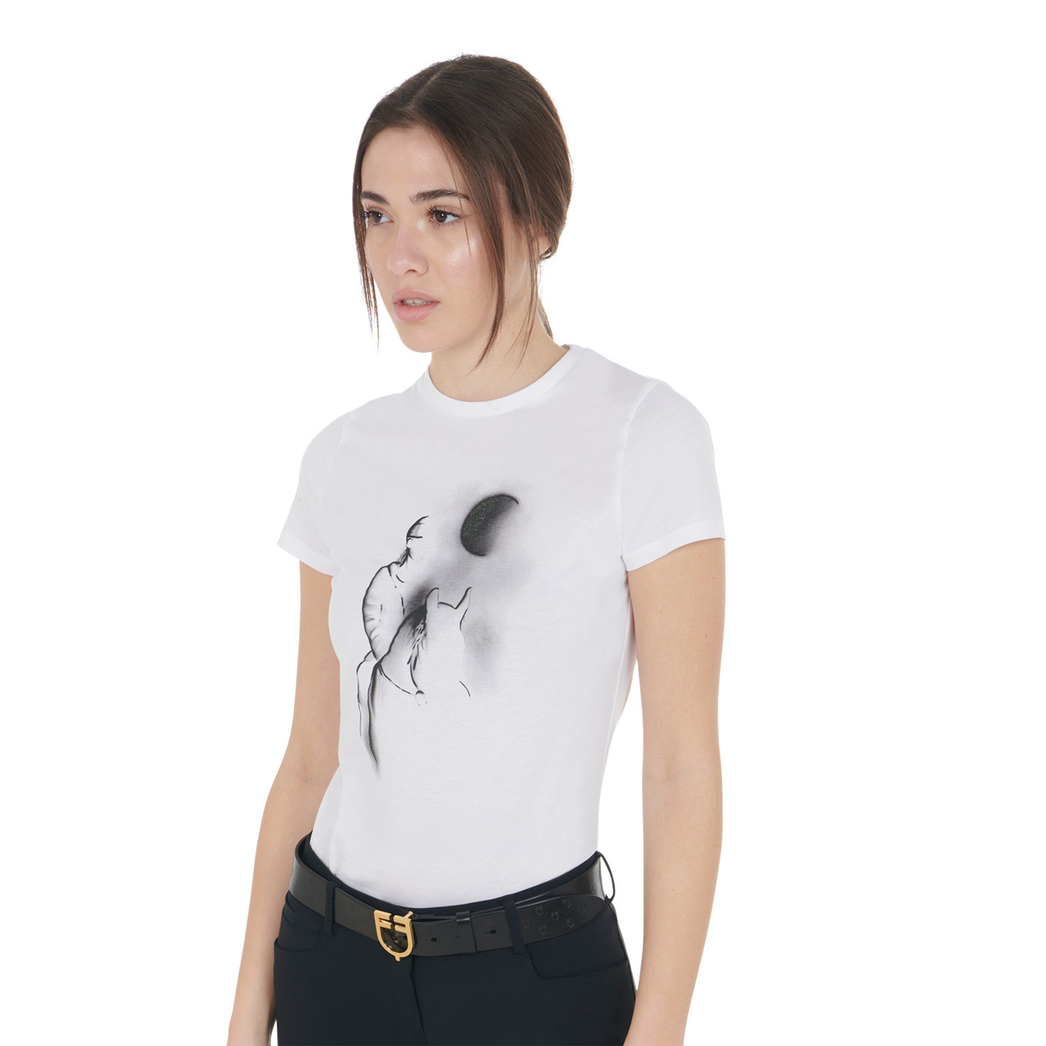 Tailliertes T-Shirt mit Moonlight-Print