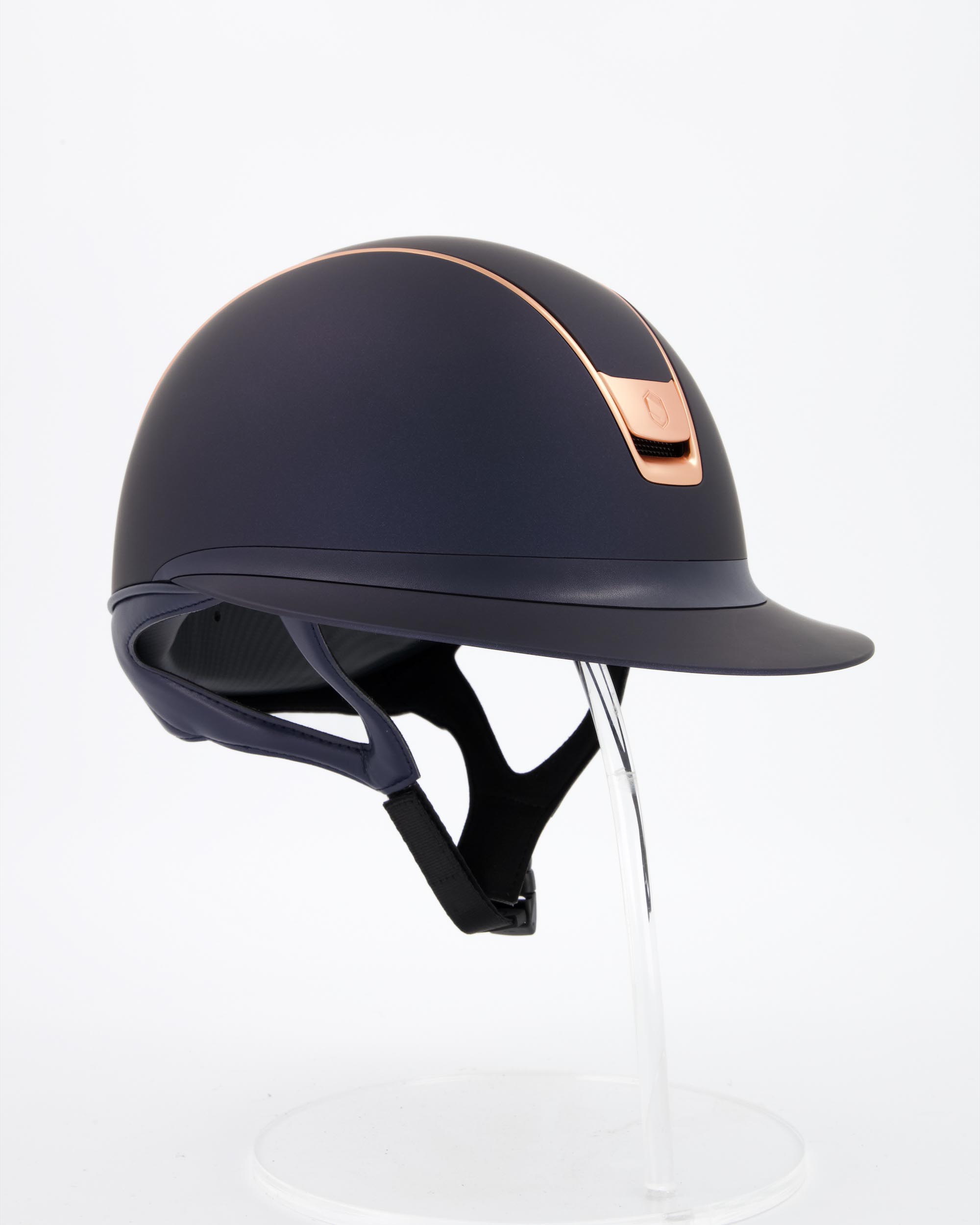 Reithelm 2.0 Miss Shield Shadowmatt Blue, Trim u. Blason Matt Pink Gold in blau