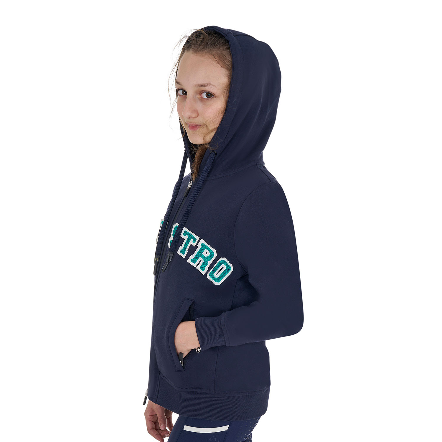 Kinder-Hoodie mit Reißverschluss und Schwamm-Schriftzug