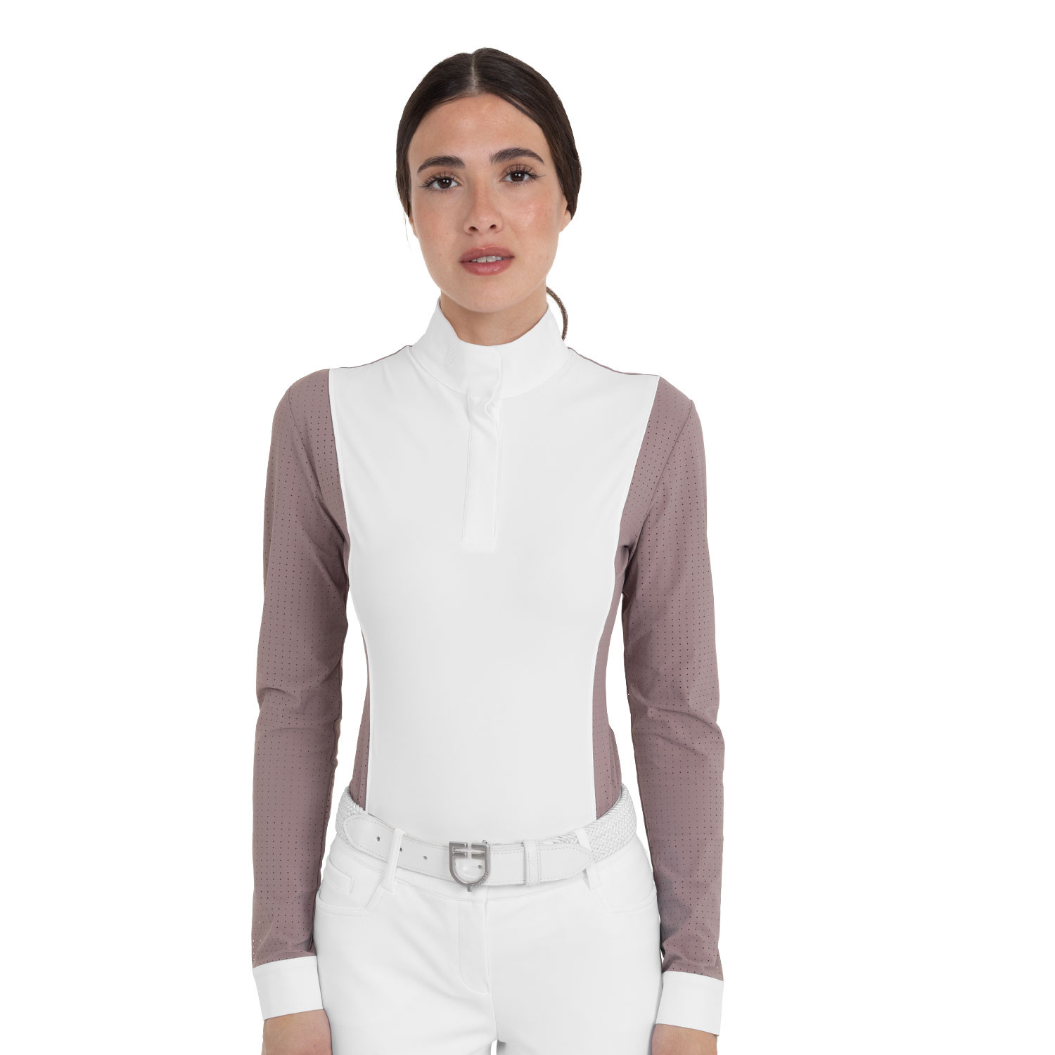Perforiertes langärmliges Damen-Turnierpolo