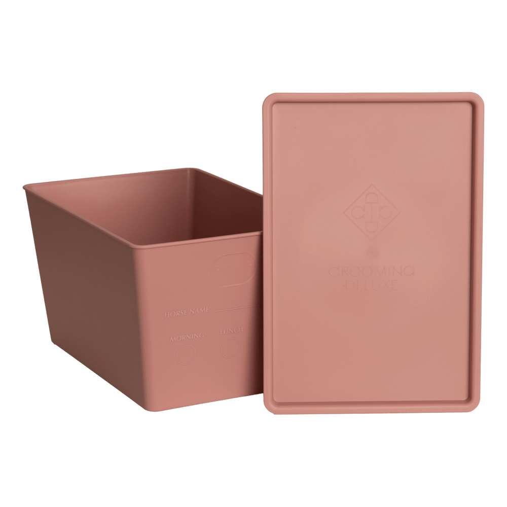 Feed box for horses with lid