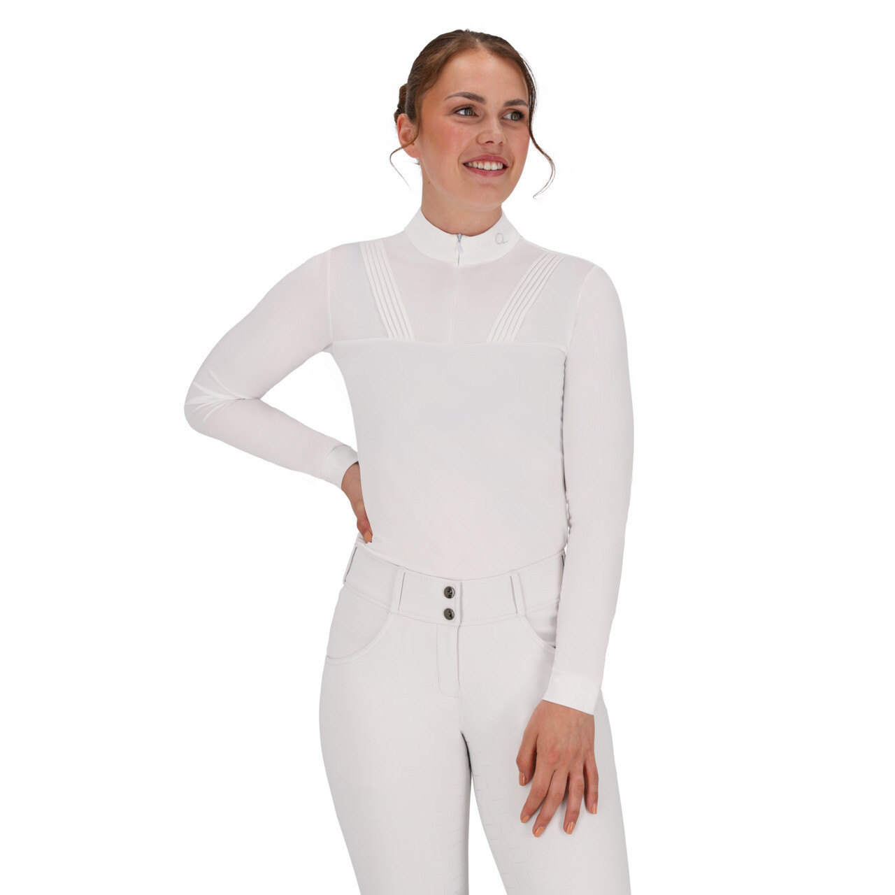 Turniershirt lange Ärmel Vaila in weiß