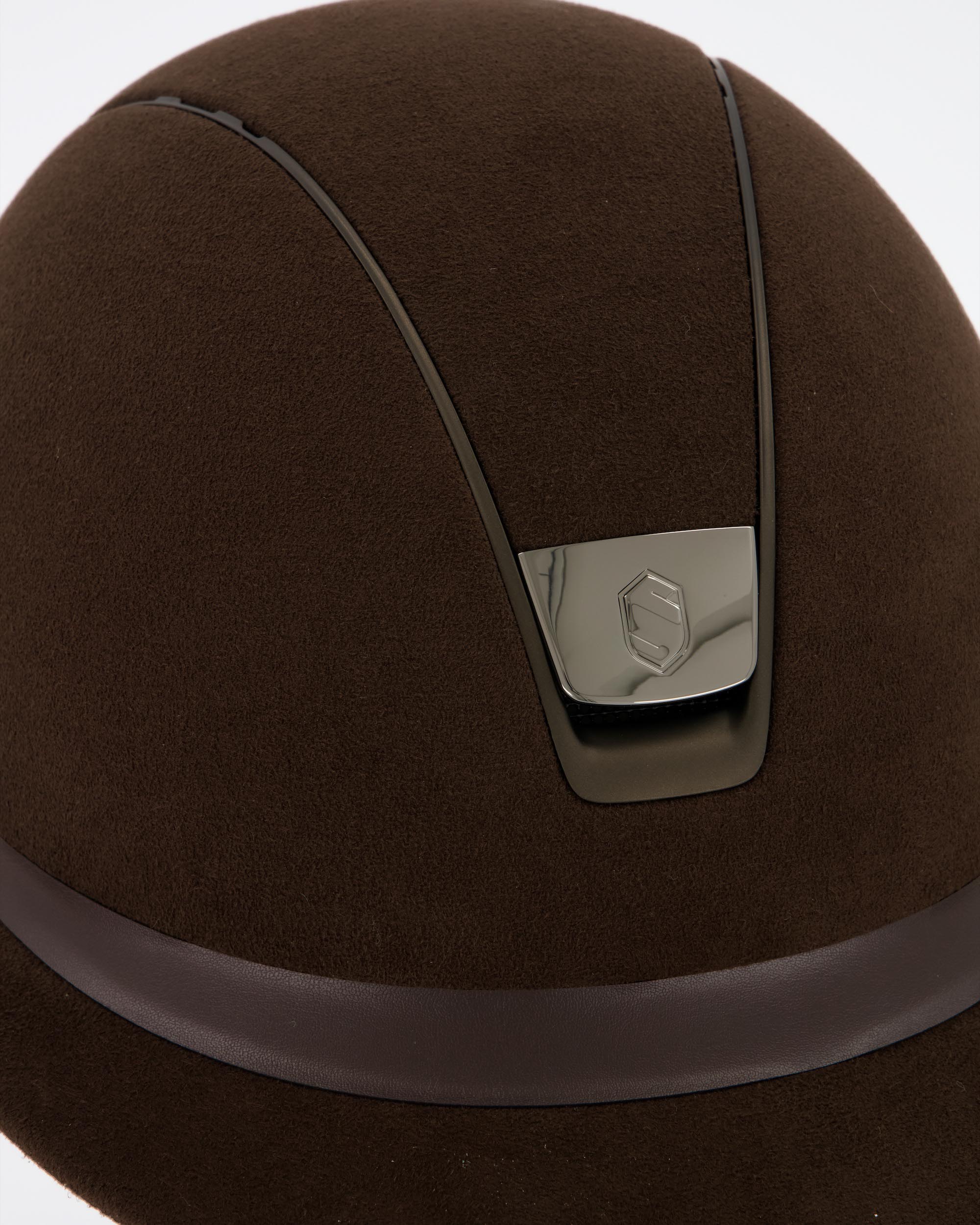 Riding helmet Miss Shield Premium Alcantara Frontalband Leather Matt Bronze in brown