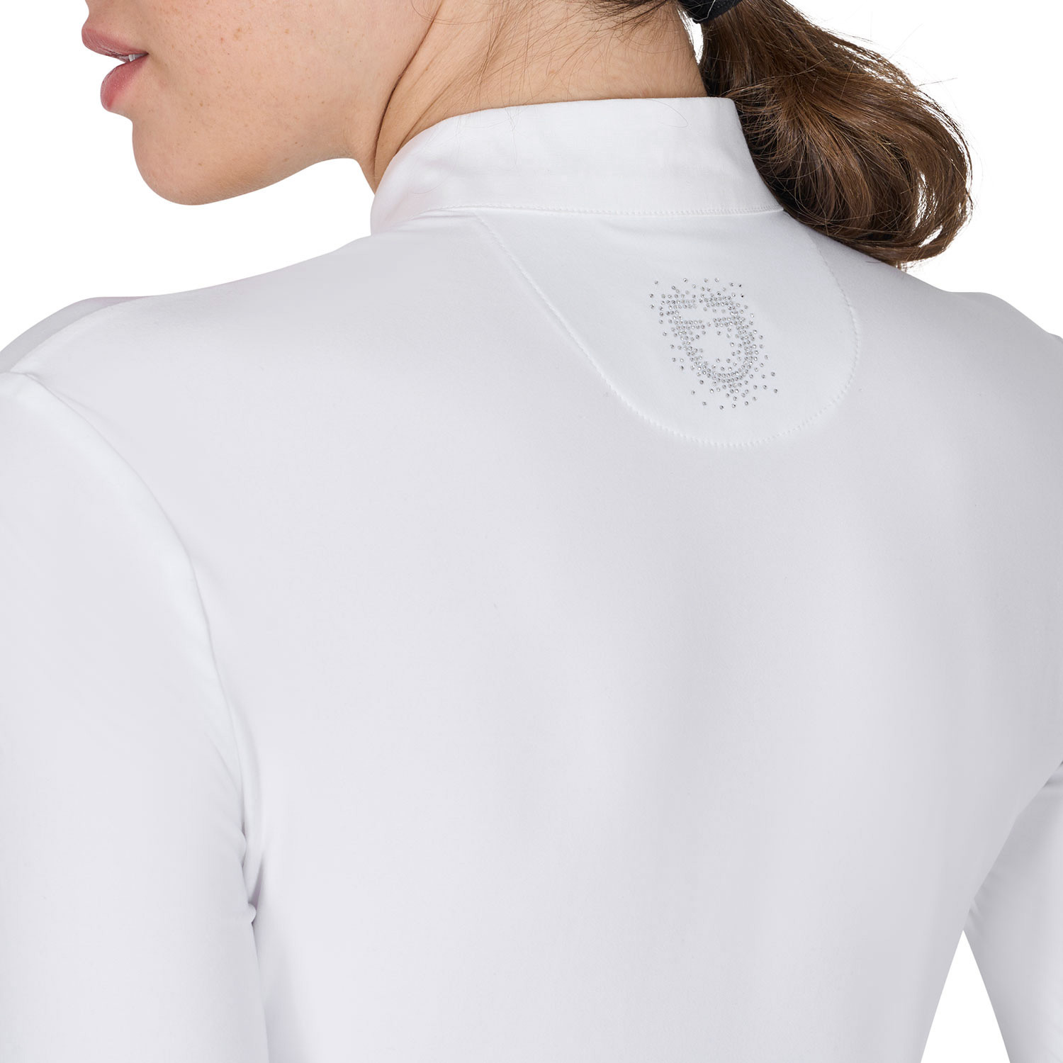 Tailliertes Damen-Turnierpoloshirt mit Strasssteinen