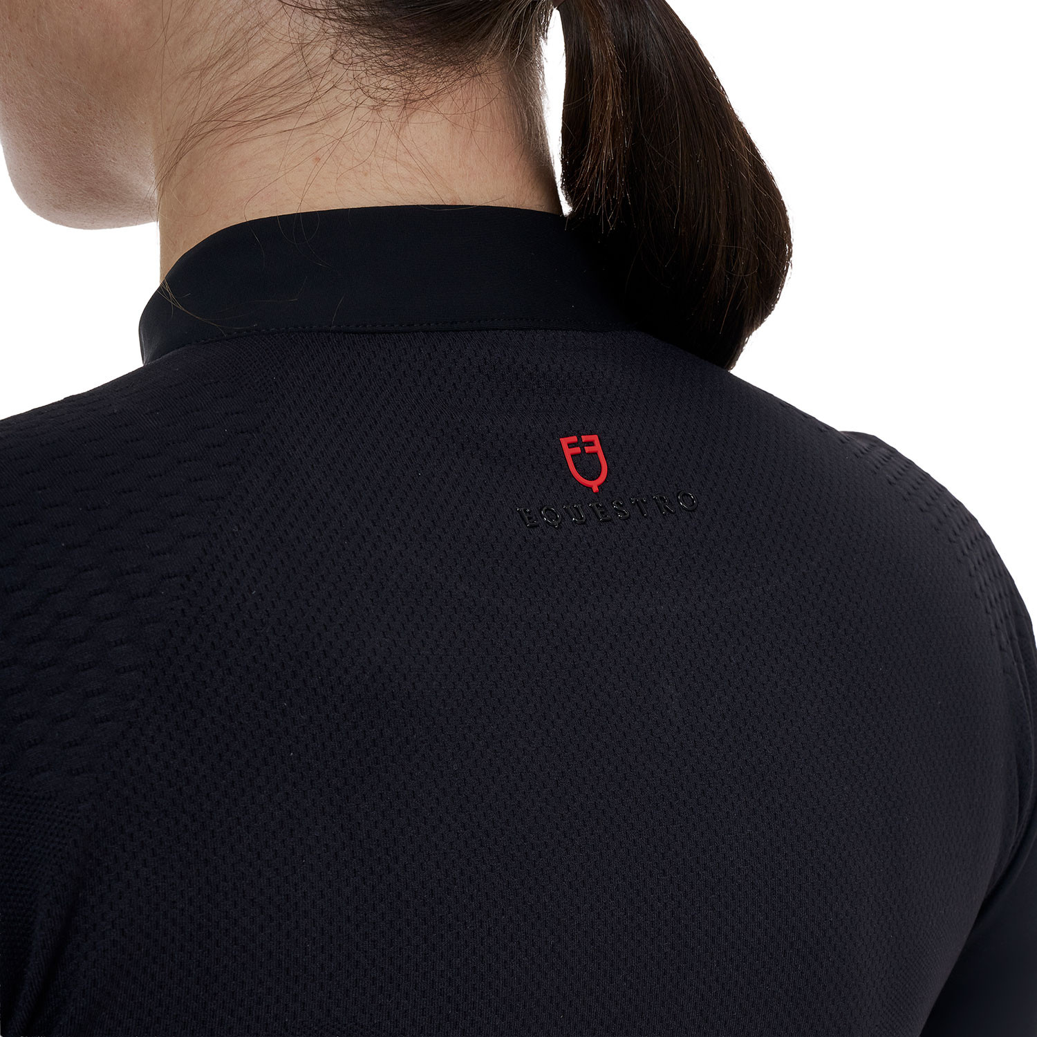 Damen-Trainingspoloshirt mit langen Ärmeln und Reißverschluss