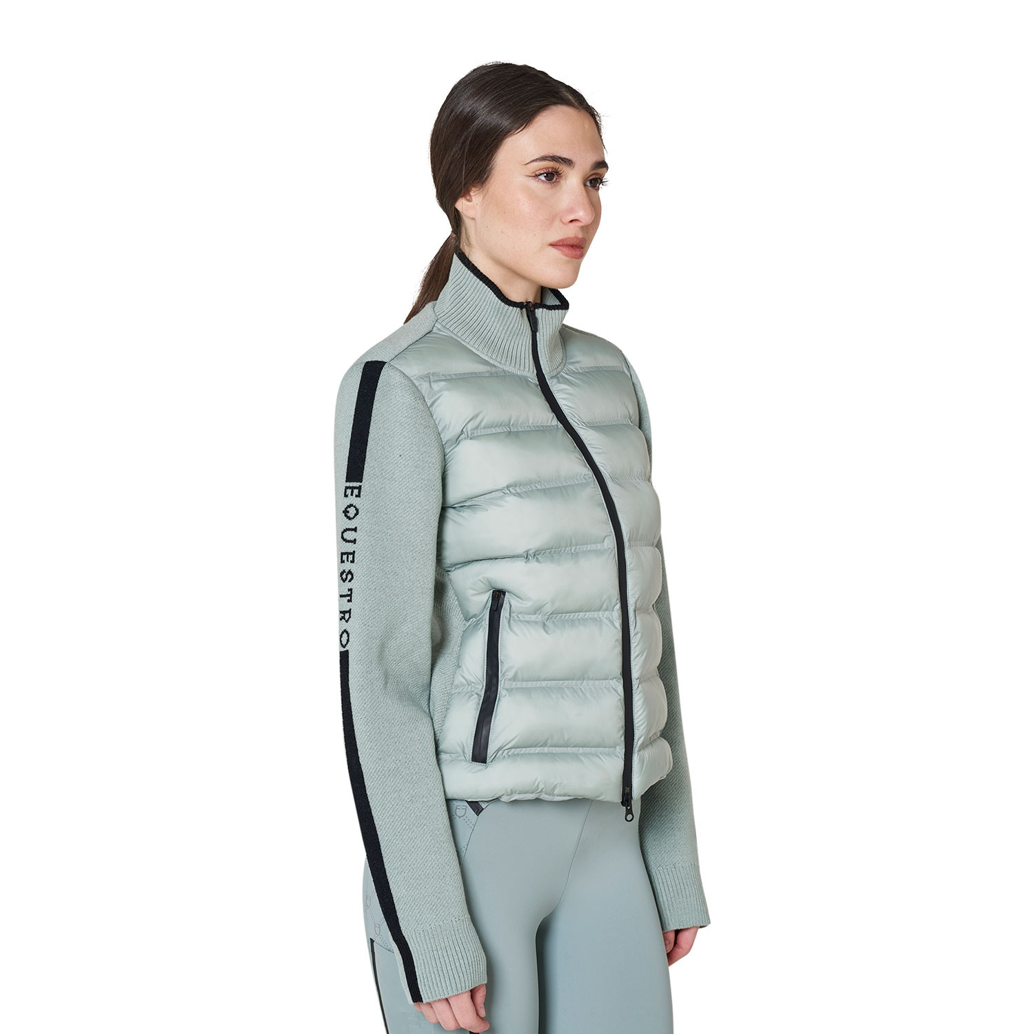 Damenjacke aus Nylon und Strick mit Reißverschluss