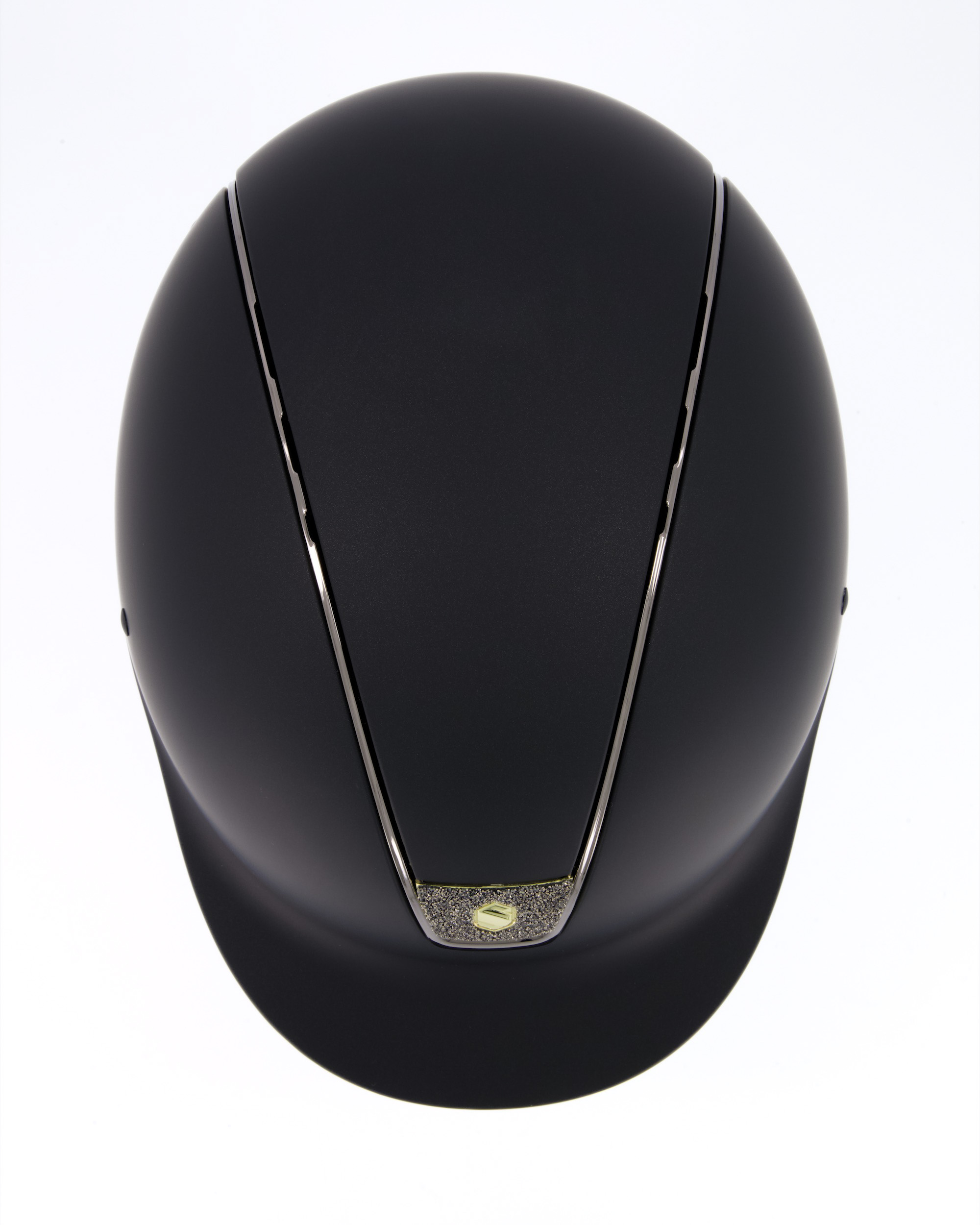 Riding helmet Shadowmatt Black Chrome Blason Crystal Fabric Gold in black