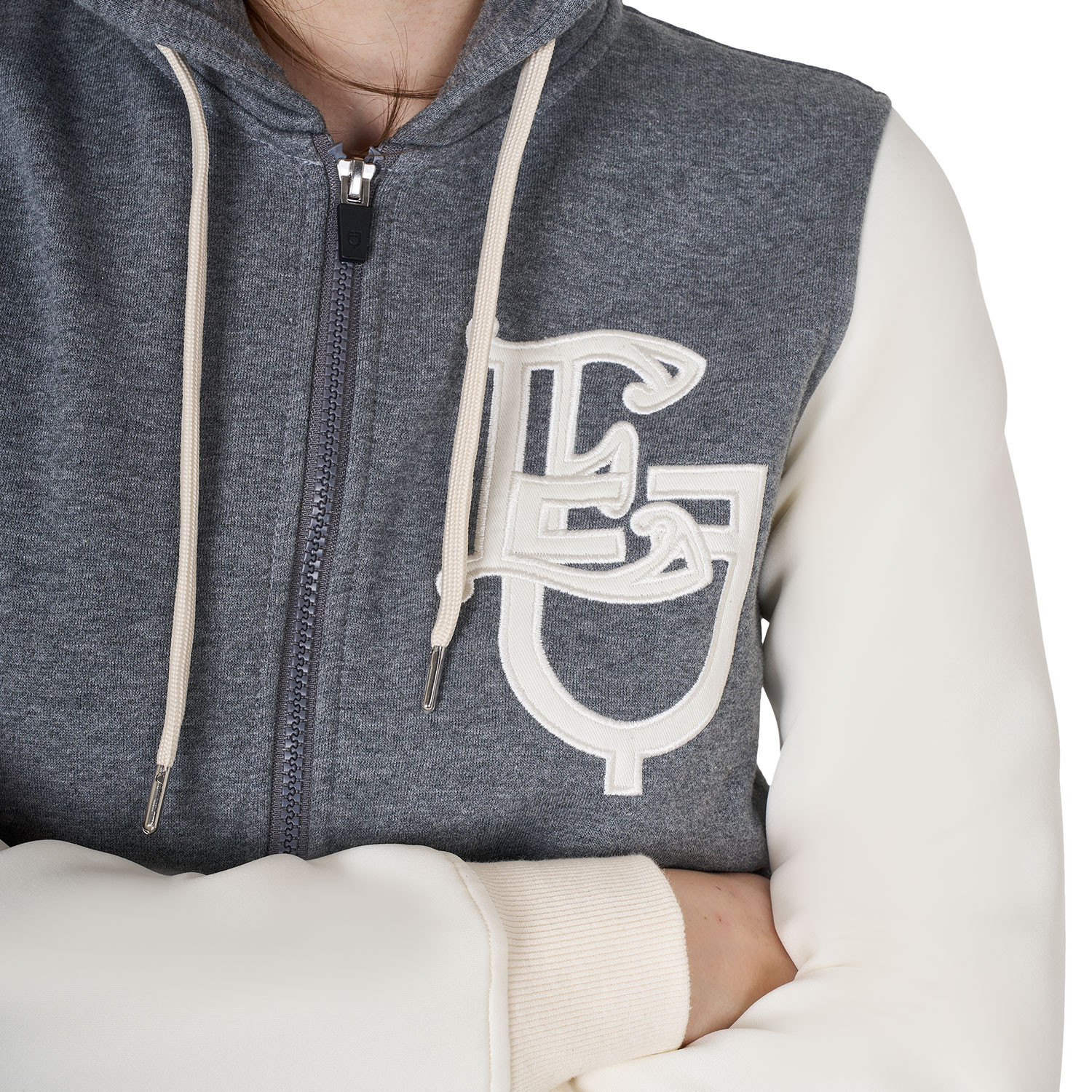 Damen-EQ-Hoodie zweifarbig mit Frontreißverschluss