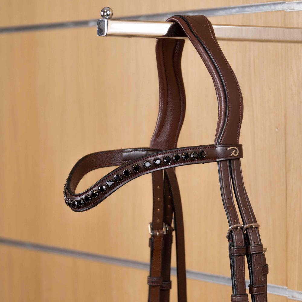 Browband in V-shape with black Swarovski crystals
