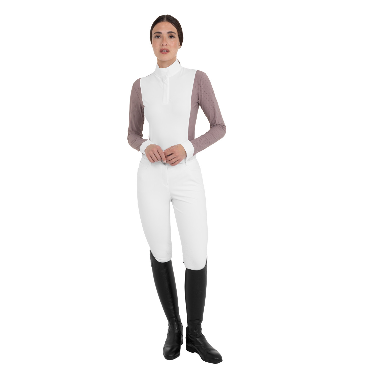 Perforiertes langärmliges Damen-Turnierpolo