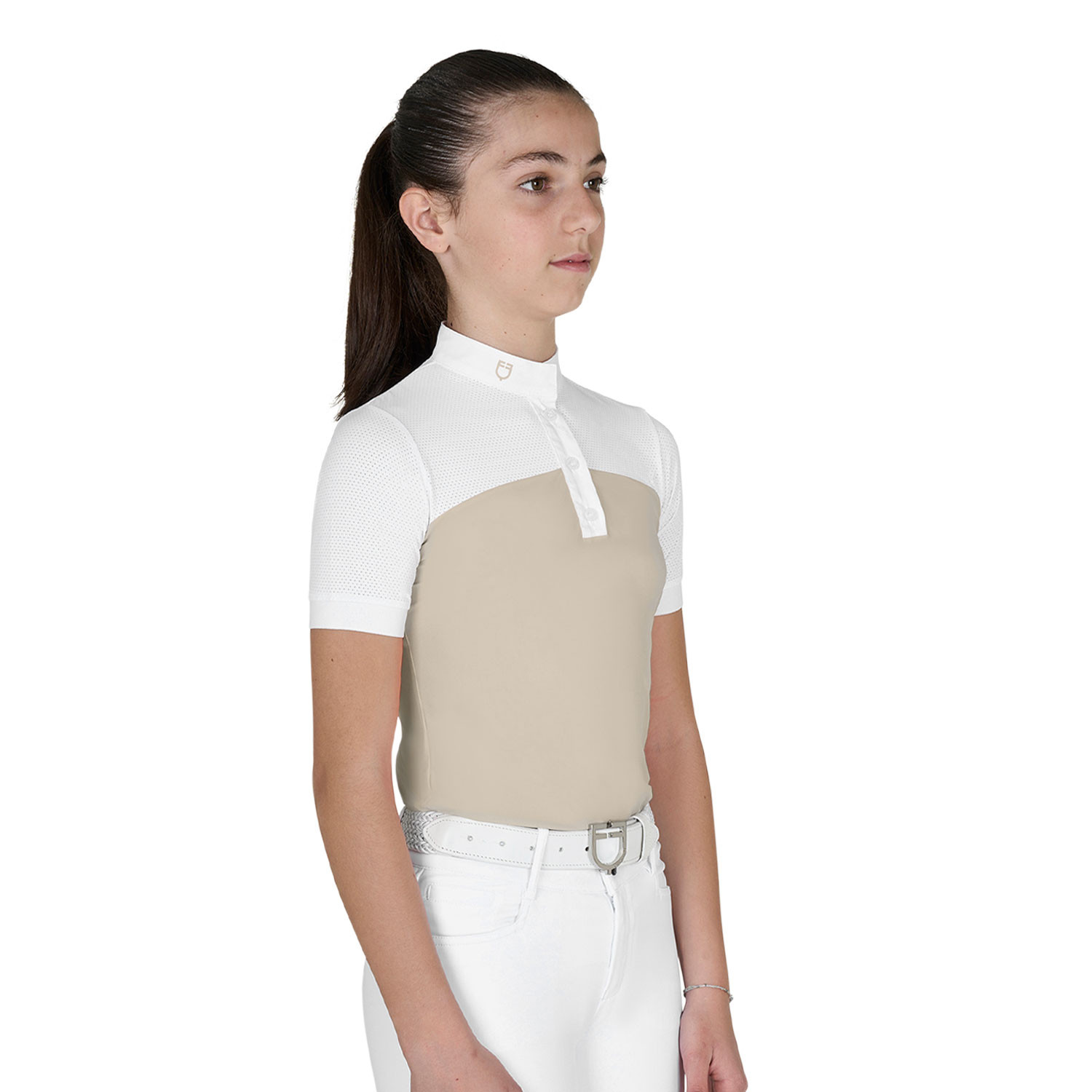 Mädchen-Turnierpolo Slim Fit mit perforiertem Stoff