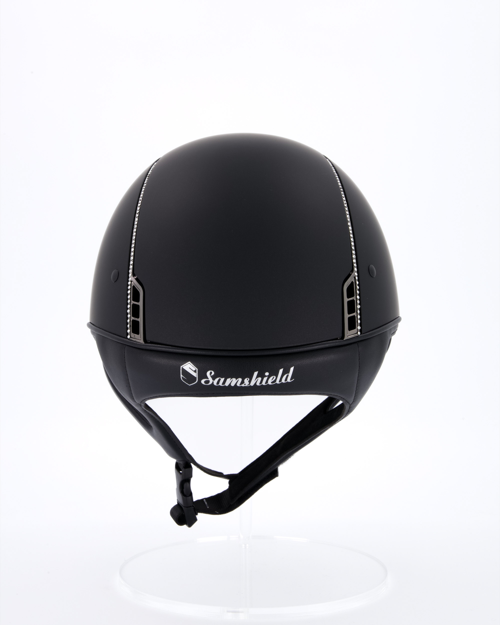 Riding helmet Shadowmatt Chrome with 255 Swarovski in black