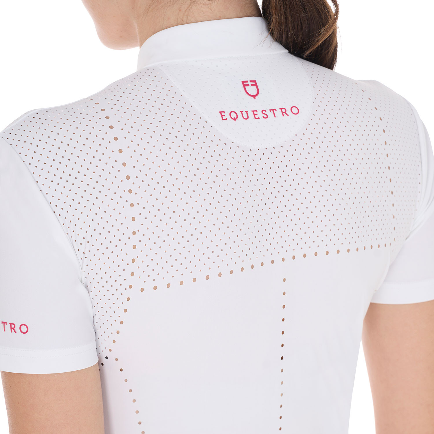 Tailliertes Turnier-Poloshirt für Damen mit Reißverschluss aus perforiertem Stoff