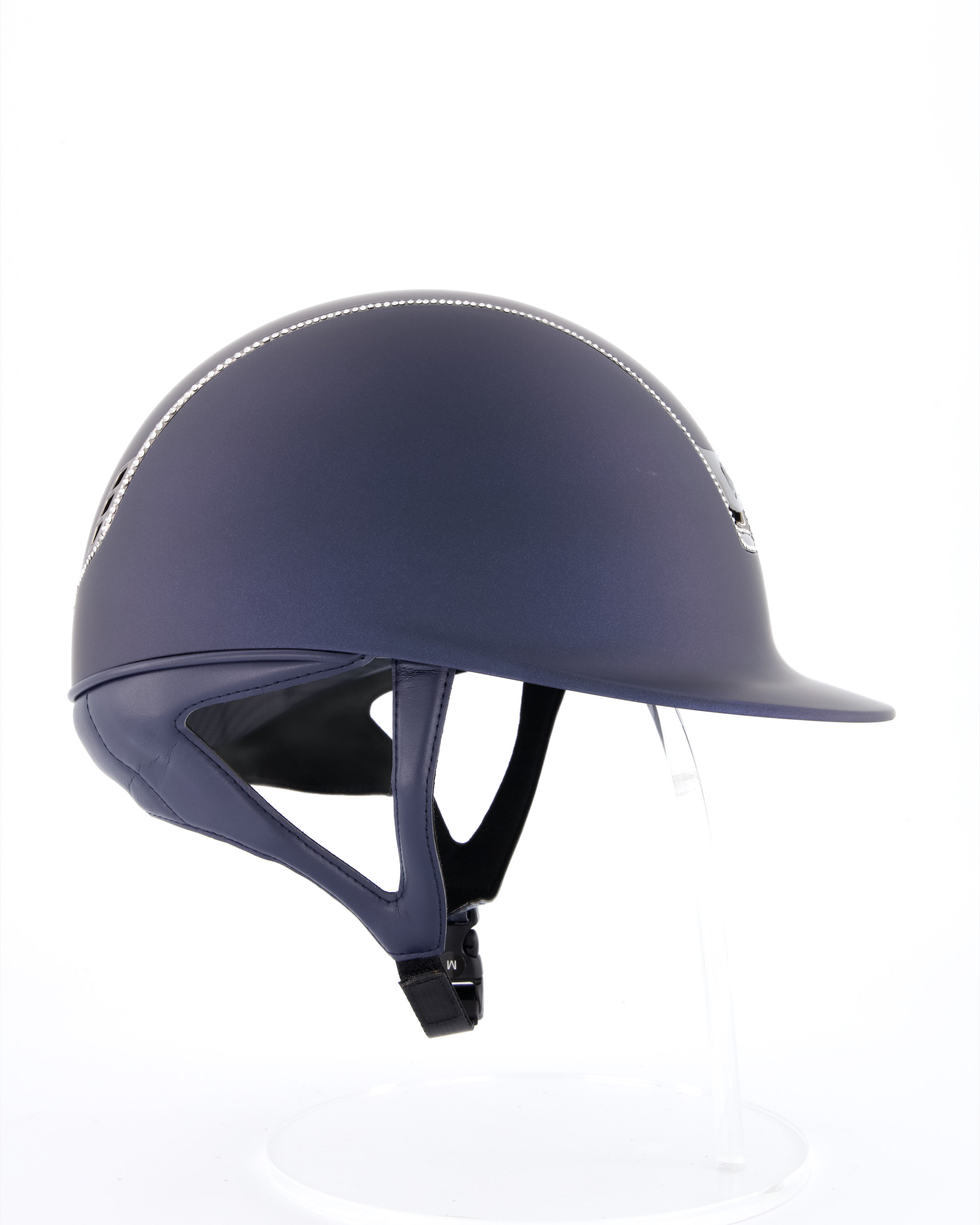 Reithelm 2.0 Shadowmatt Black Chrome 300 Swarovski in blau