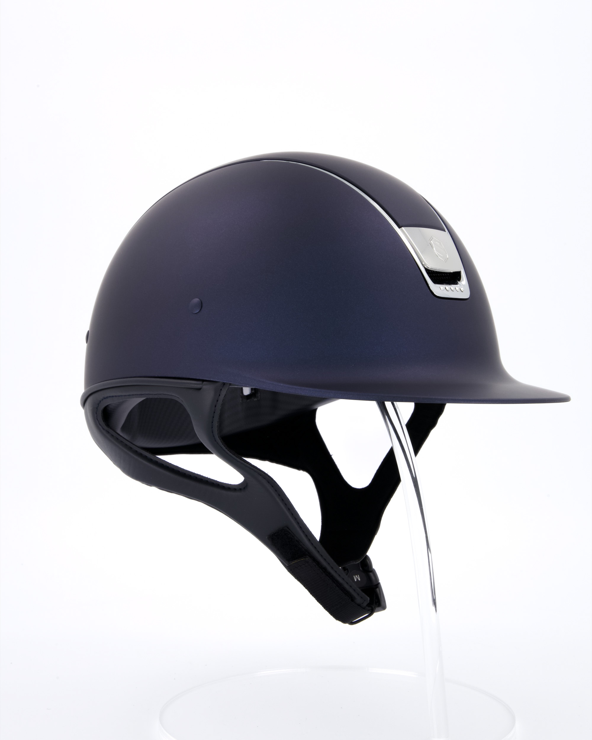 Riding helmet Shadowmatt Chrome Silver with 5 Swarovski in blue