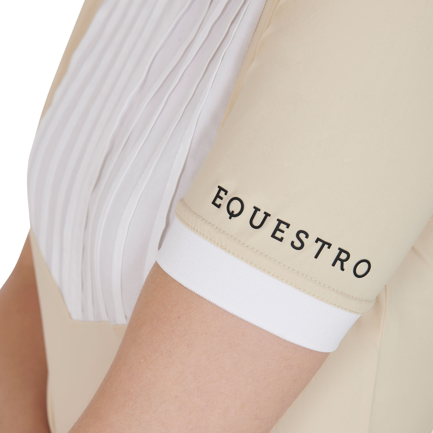 Tailliertes Damen-Poloshirt aus plissierter Baumwolle
