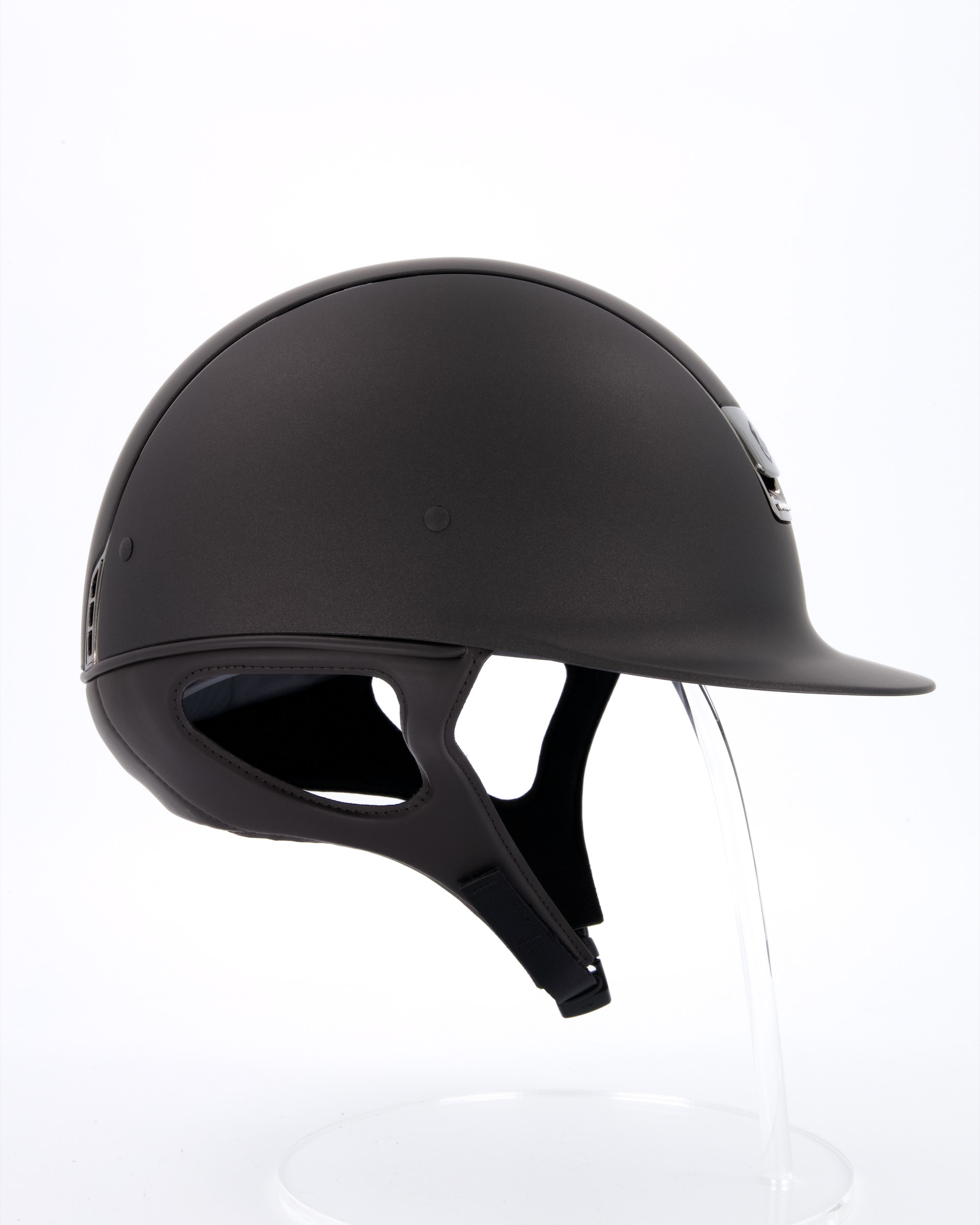 Riding helmet Shadowmatt Chrome Black with 5 Swarovski in brown